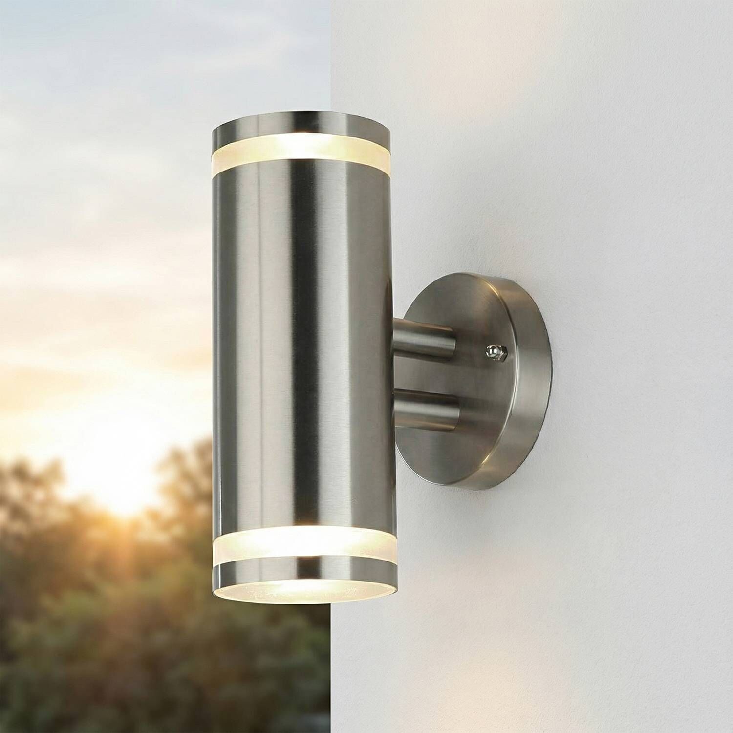 Außenwandleuchte Edelstahl GU10 IP44 H: 23 cm 2-flammig Beleuchtung