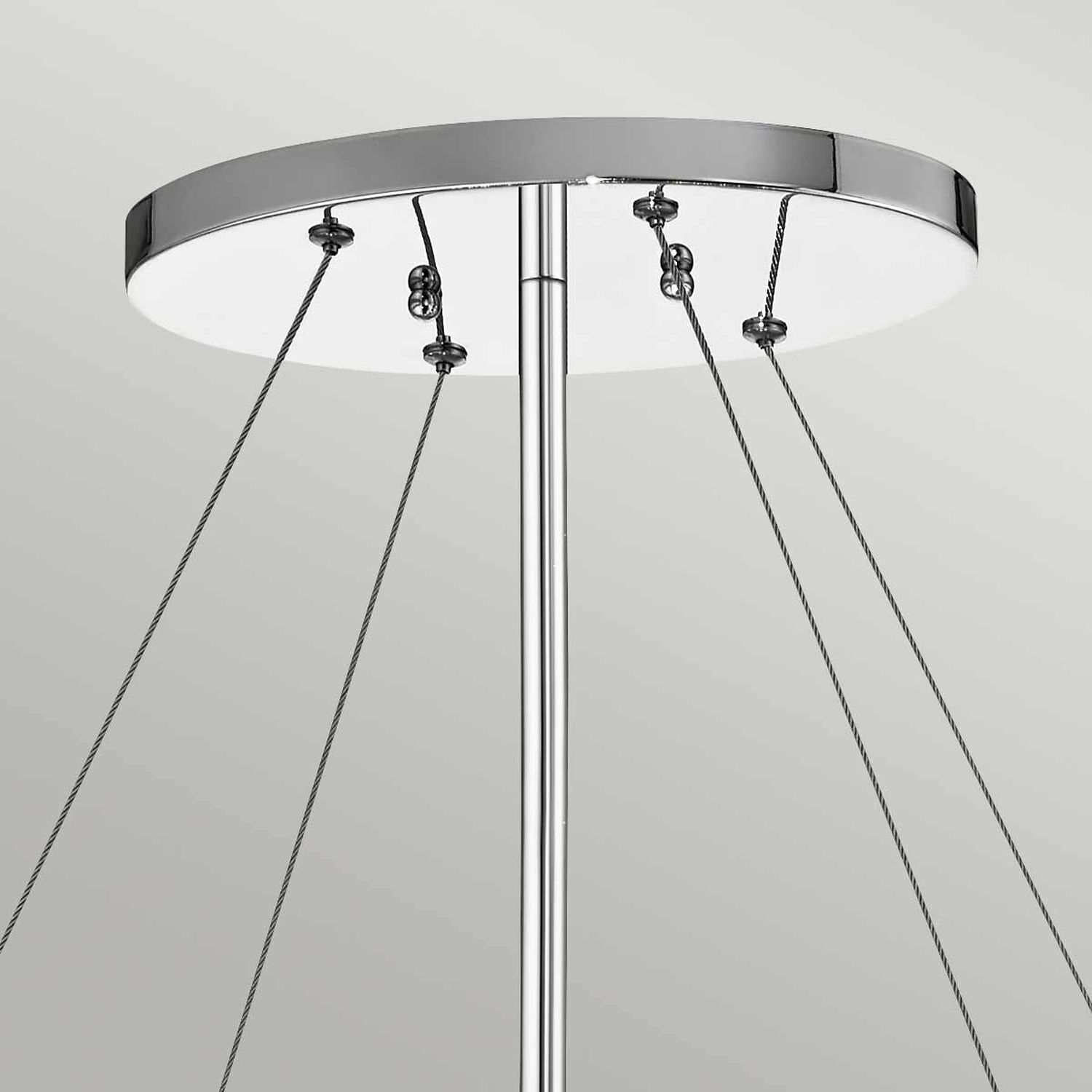 Suspension longue L : 91,6 cm Métal Verre H : max. 136,2 cm Chrome