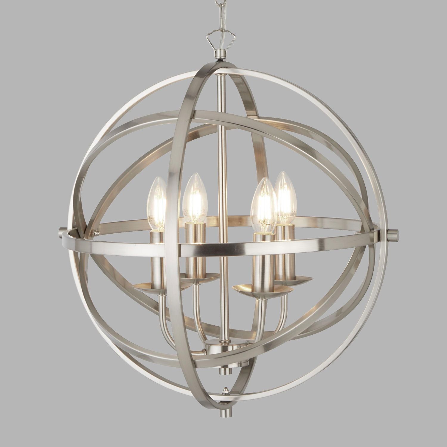 Lampe à suspendre argent mat Ø 45 cm rond pour 4x E14 métal
