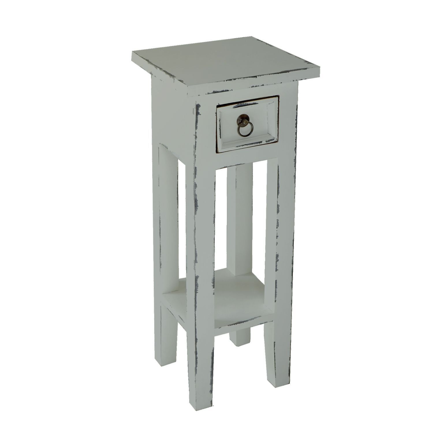 Table de téléphone en acajou avec tiroir L : 25 cm Gris