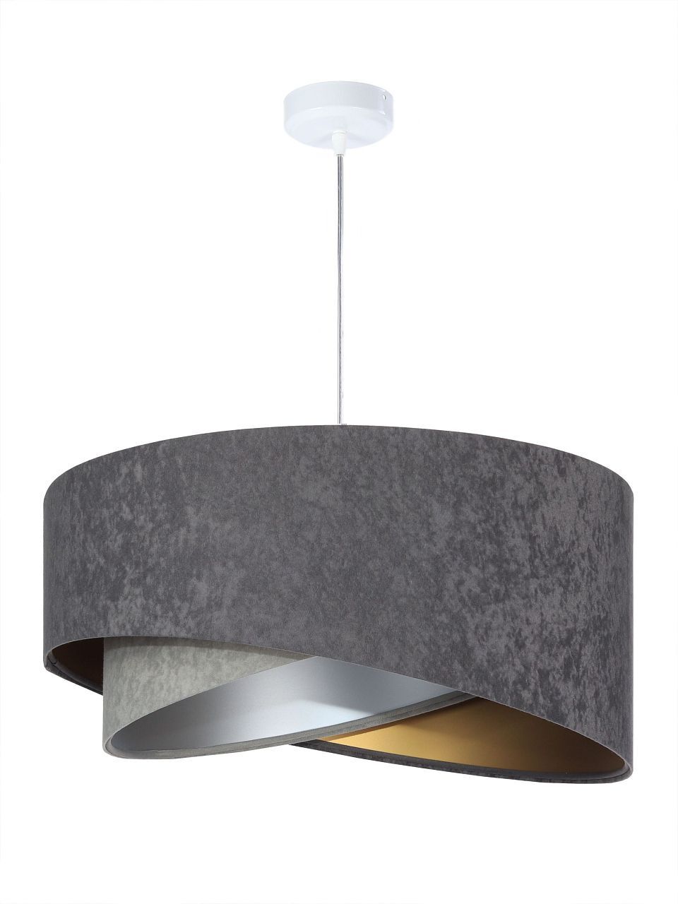 Lampe à suspendre Gris Argent Or Ø 50 cm Abat-jour en tissu