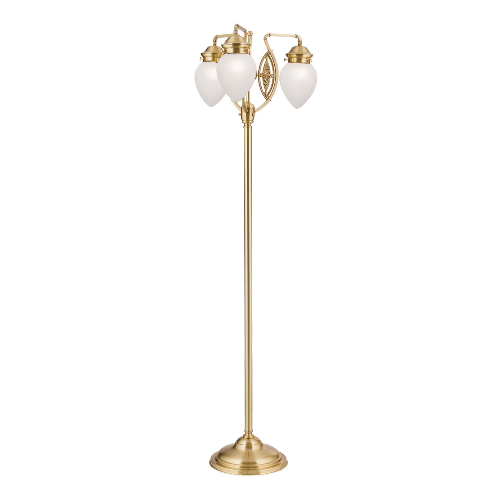 Stehleuchte, Goldton, Standleuchte, Glaskugeln, 3-Flammen