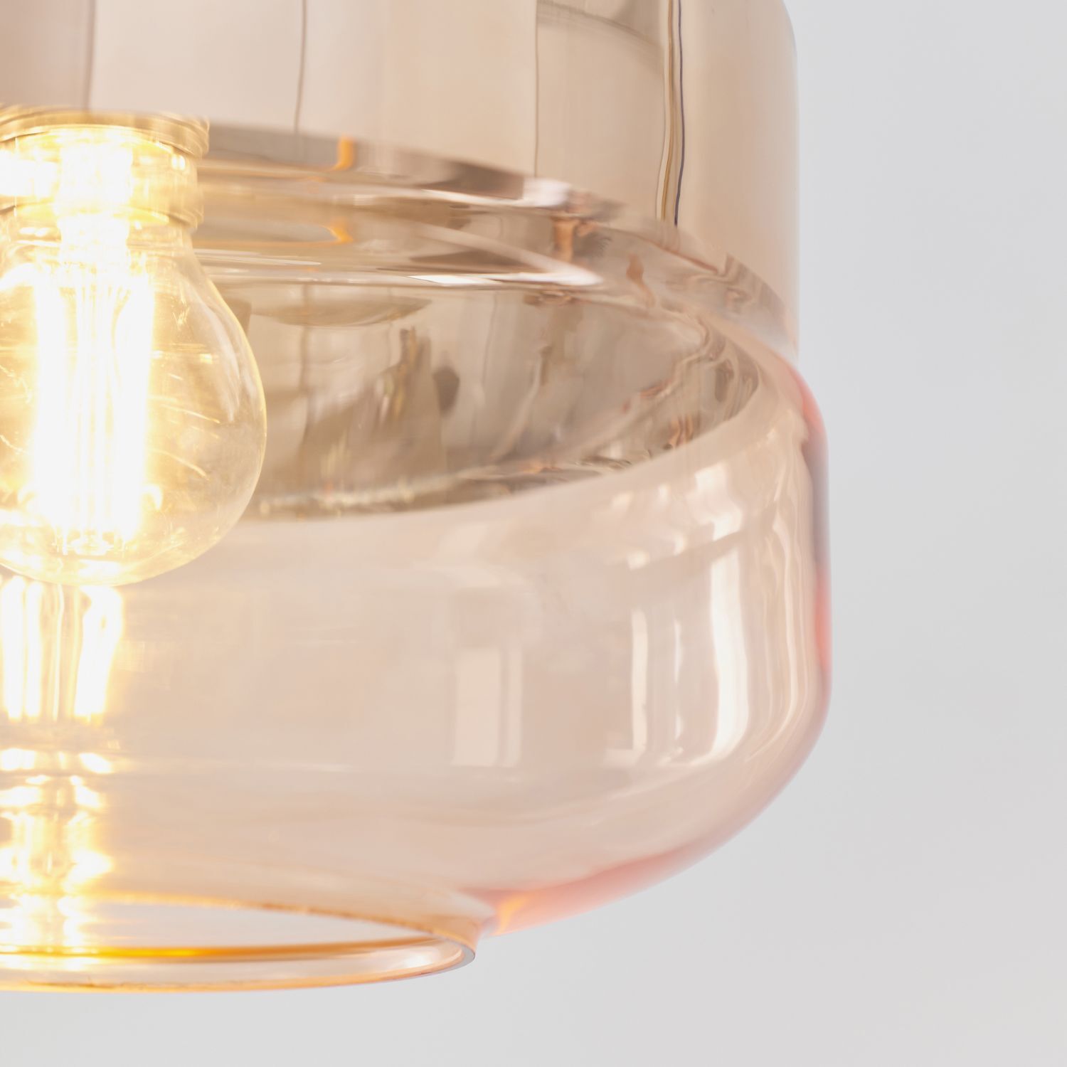 Lampe à suspendre verre fumé métal Ø 24,6cm rond noir cuivre E27