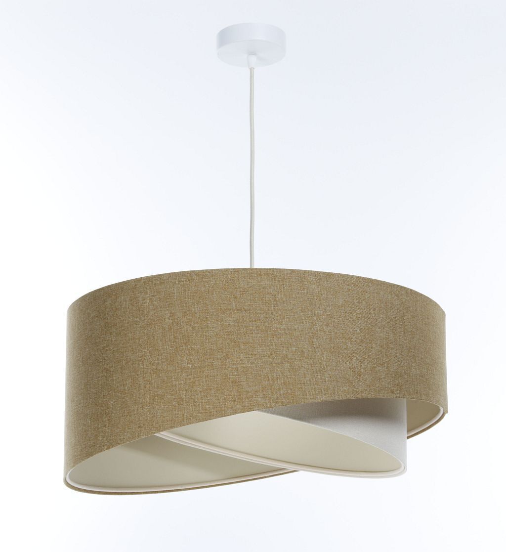 Pendelleuchte rund D: 40 cm E27 Beige Creme verstellbar Lampe