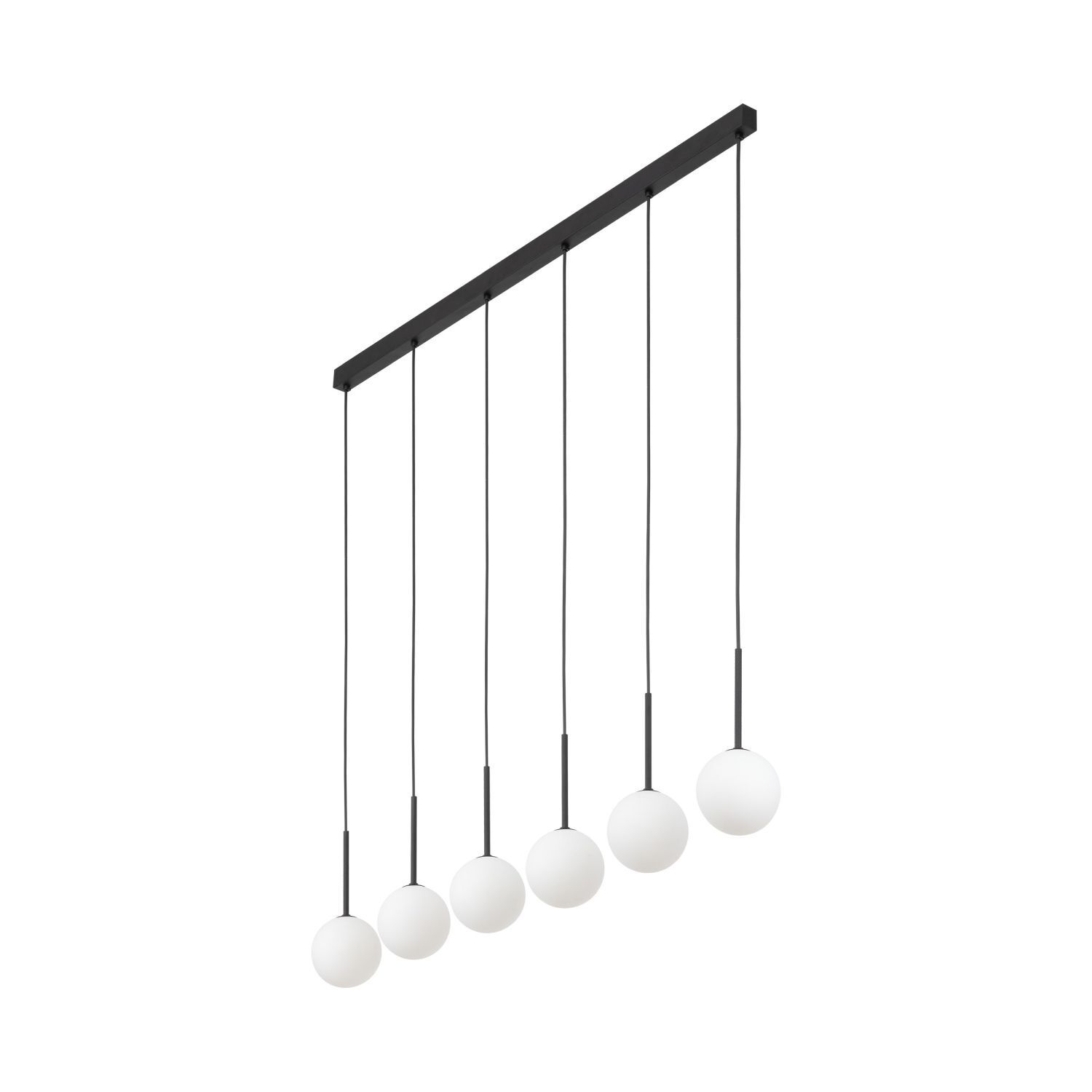 Suspension L : 122 cm verre métal noir blanc 6x G9
