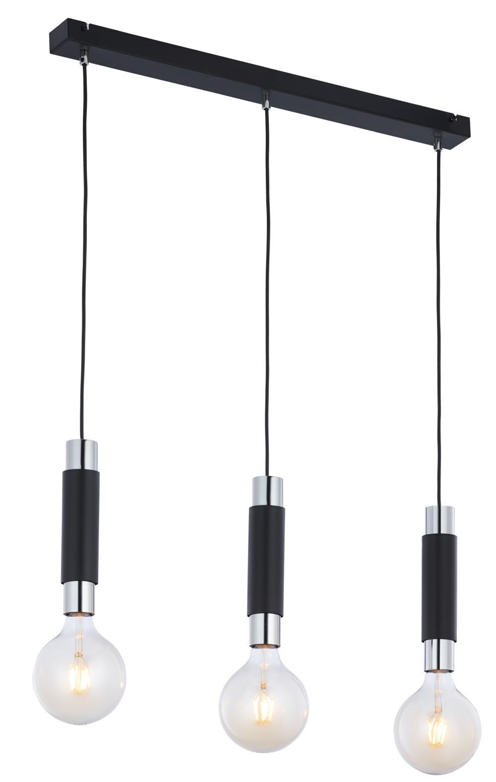 Longue lampe à suspendre JAIMEE en noir chrome L:66cm Licht, Lampe, Leuchte