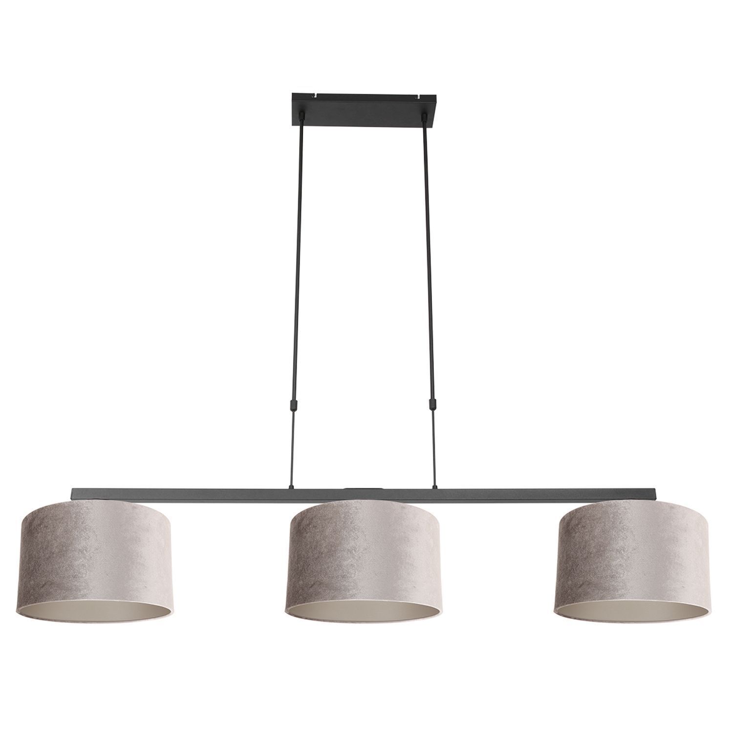 Lampe à suspendre métal tissu en noir argenté 140 cm de long