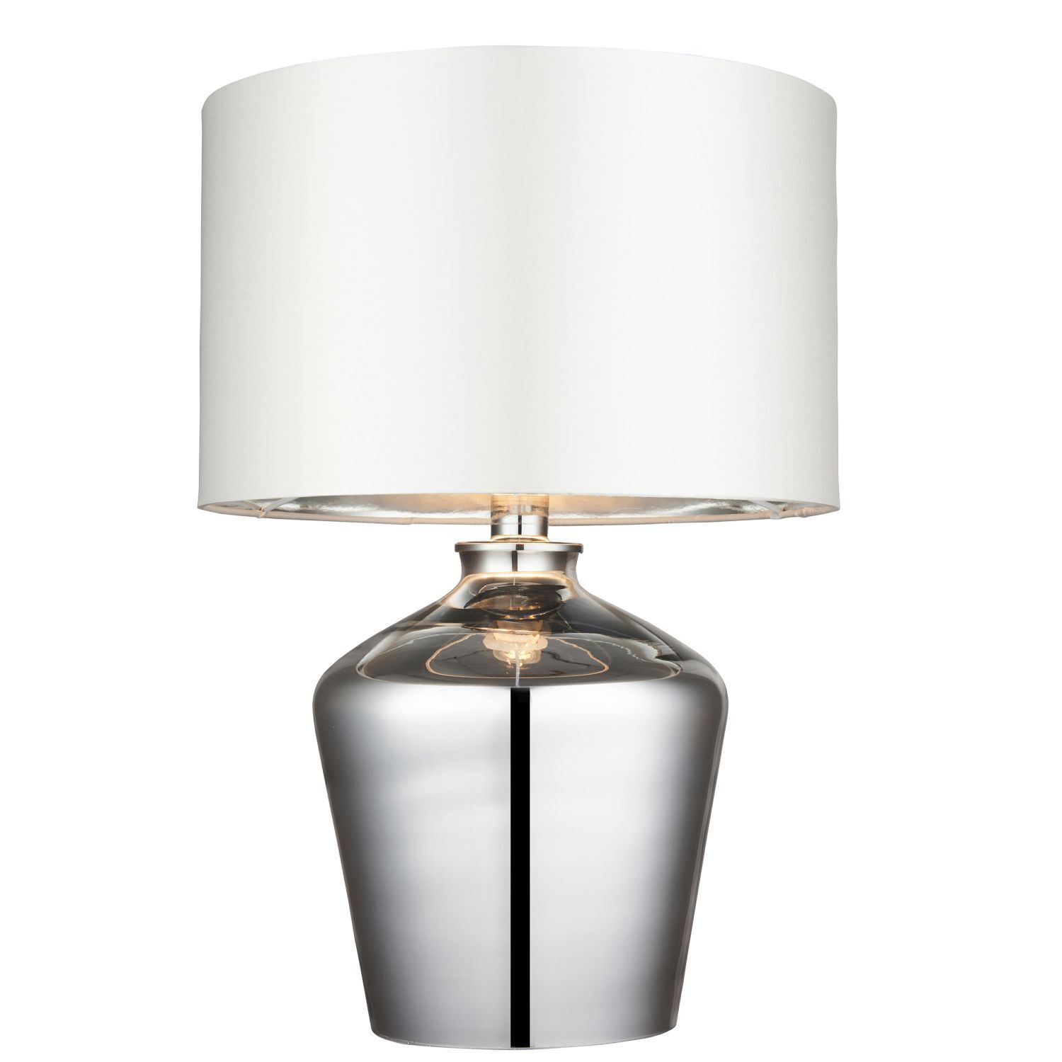 Lampe de table verre tissu 47 cm de haut en chrome blanc E27