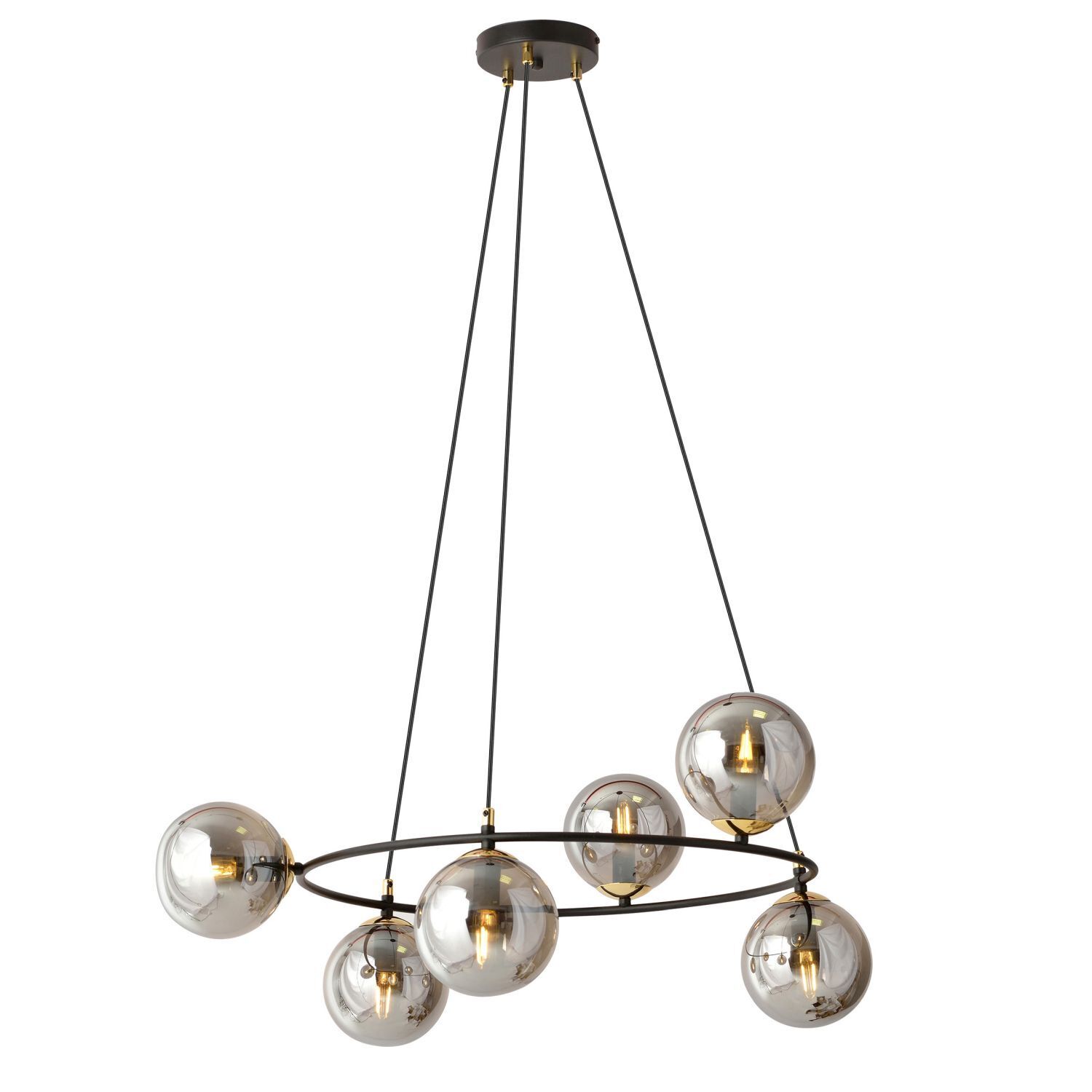 Lampe à suspendre métal verre fumé Moderne Ø 75 cm 6x E14