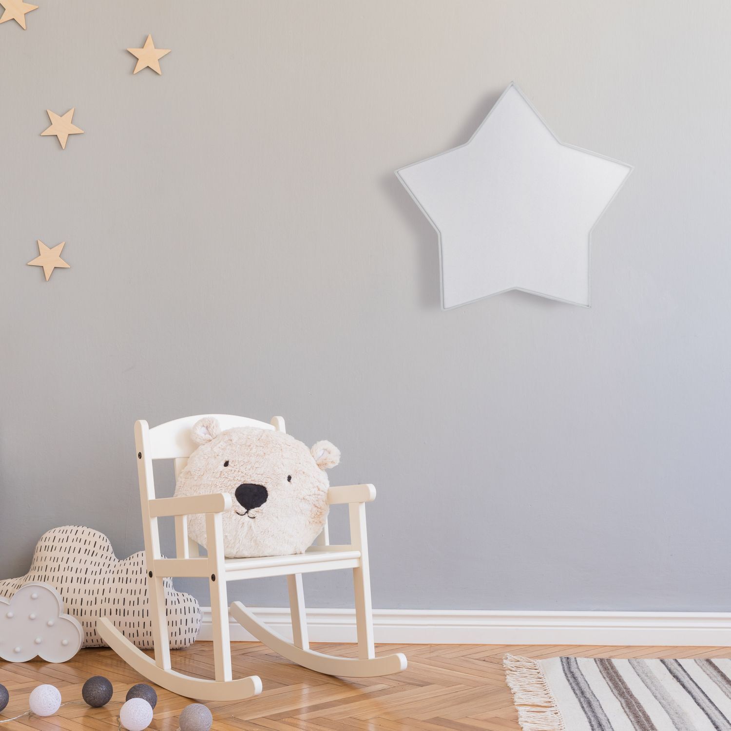 Kinderzimmer, Kuscheltier, Sockelstuhl, Weiß, Sternen-Dekor