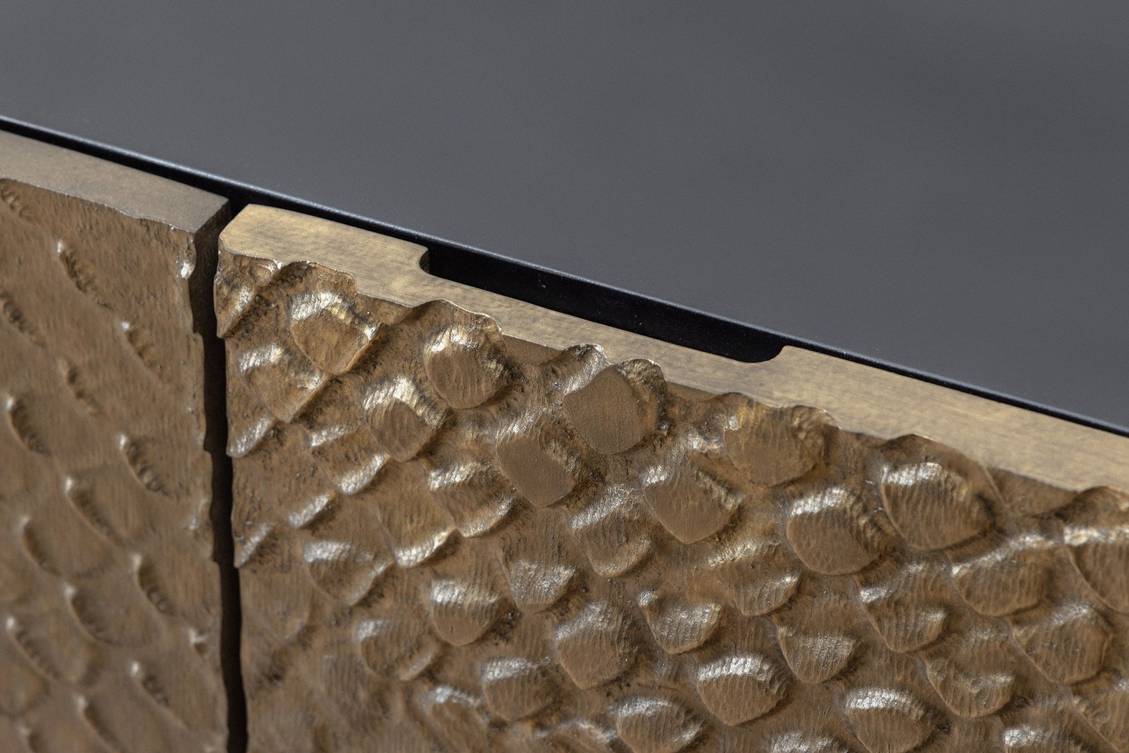 Beistellschrank 160 cm Holz Metall Braun Schwarz Handarbeit Drinnen, Innenarchitektur, Handlauf, Holz