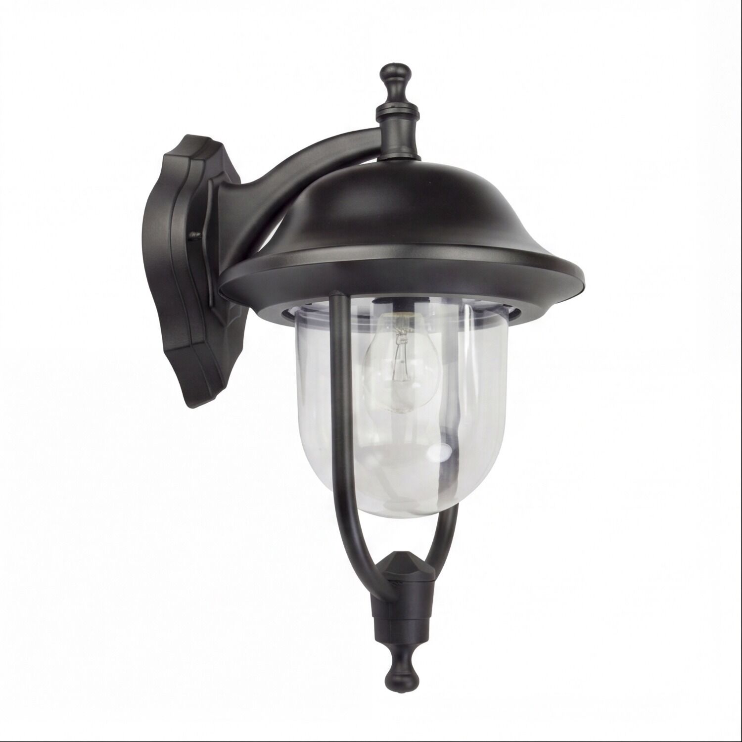 aussen-wandleuchte-aussenlampe-berlaar-1-flammig-schwarz-rustikal-236-2 Außenleuchte, Wandleuchte, Metall, Glas, Kugellicht