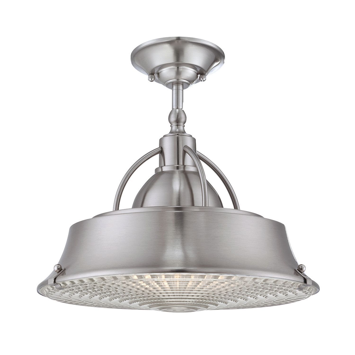 Deckenlampe Metall Glas in Nickel Industrie Design E27