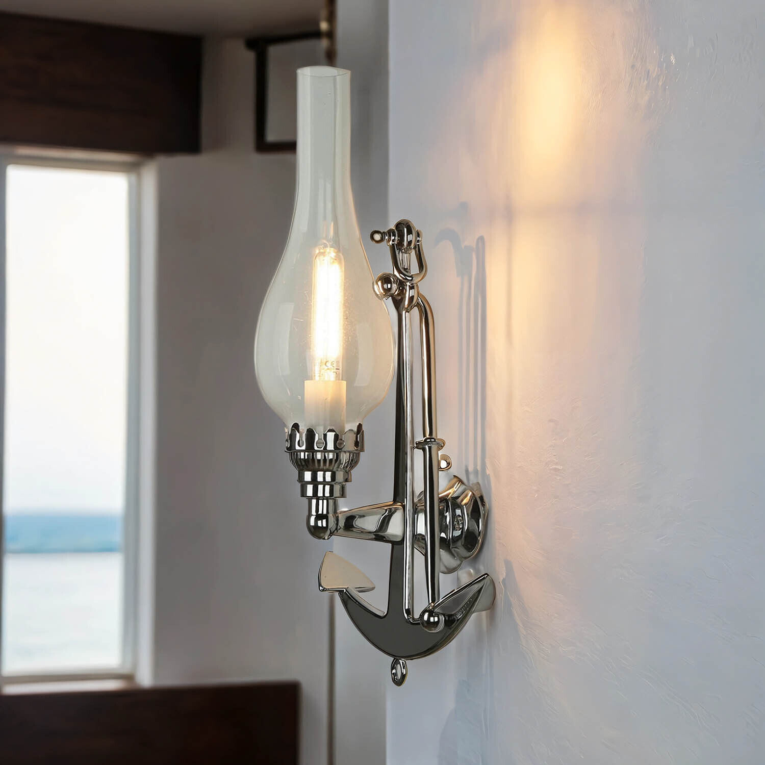 Wandlampe ANCORA Chrom Messing Maritim Badezimmer