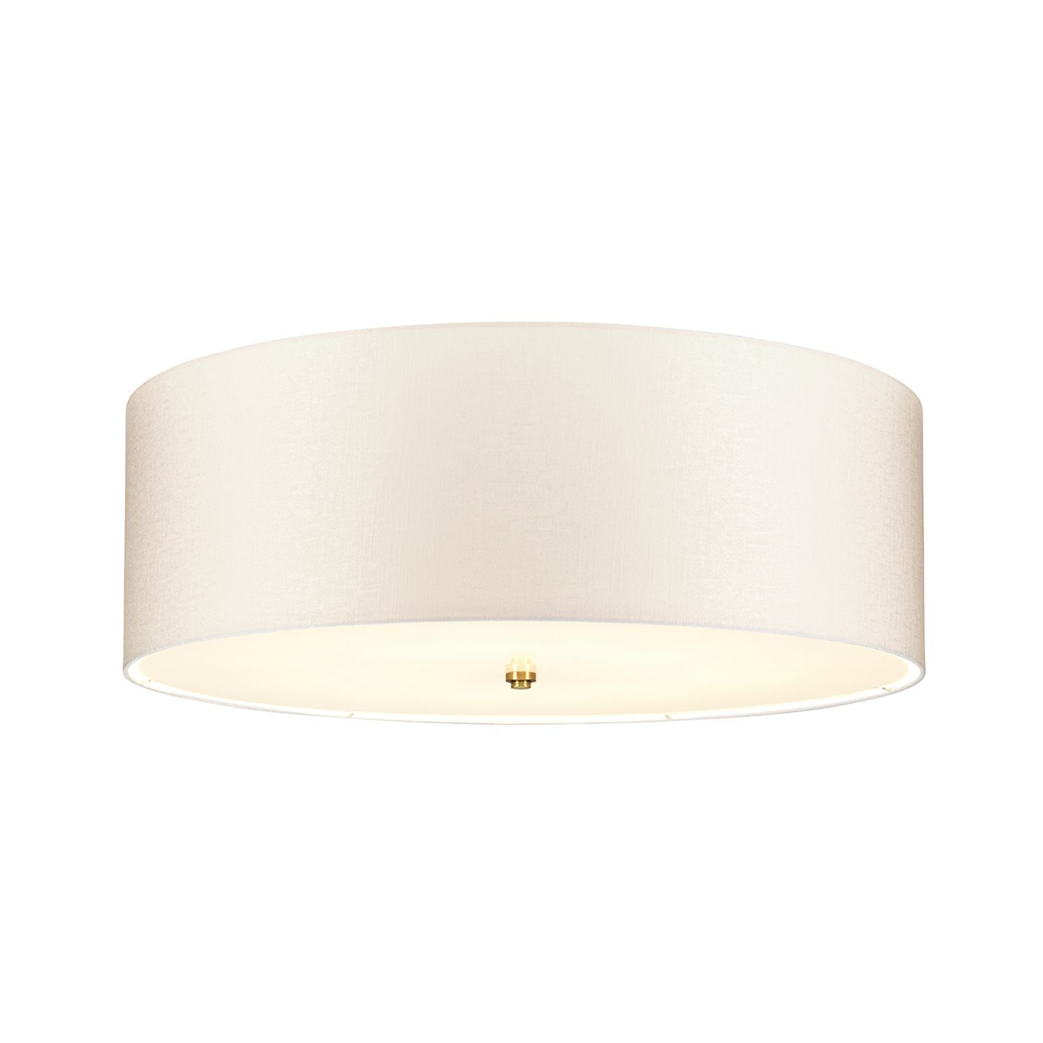 Deckenlampe Stoff groß rund Ø76cm in Creme Messing Deckenleuchte