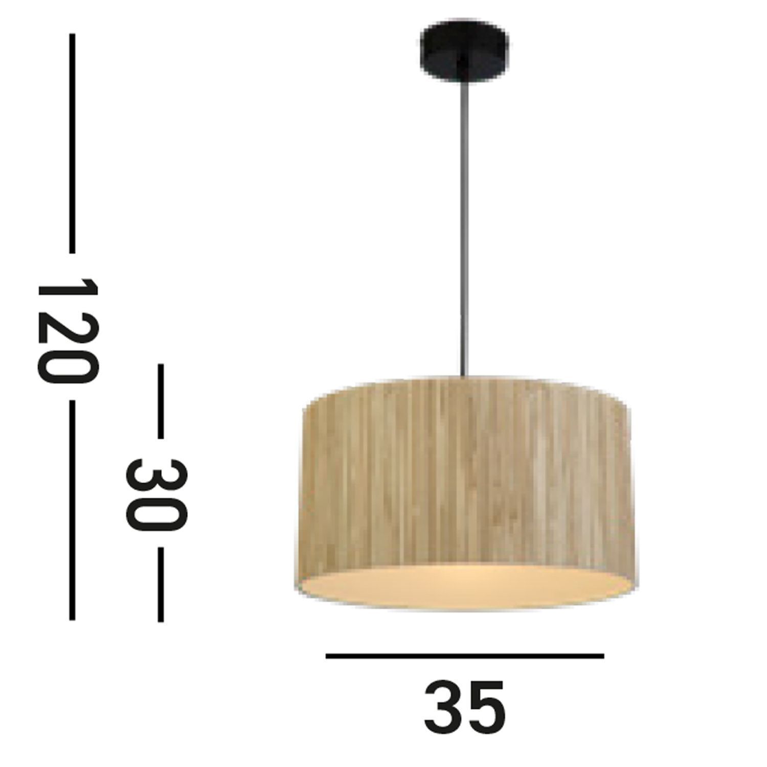 Runde Pendelleuchte Holz Metall E27 B:35 cm natürlich