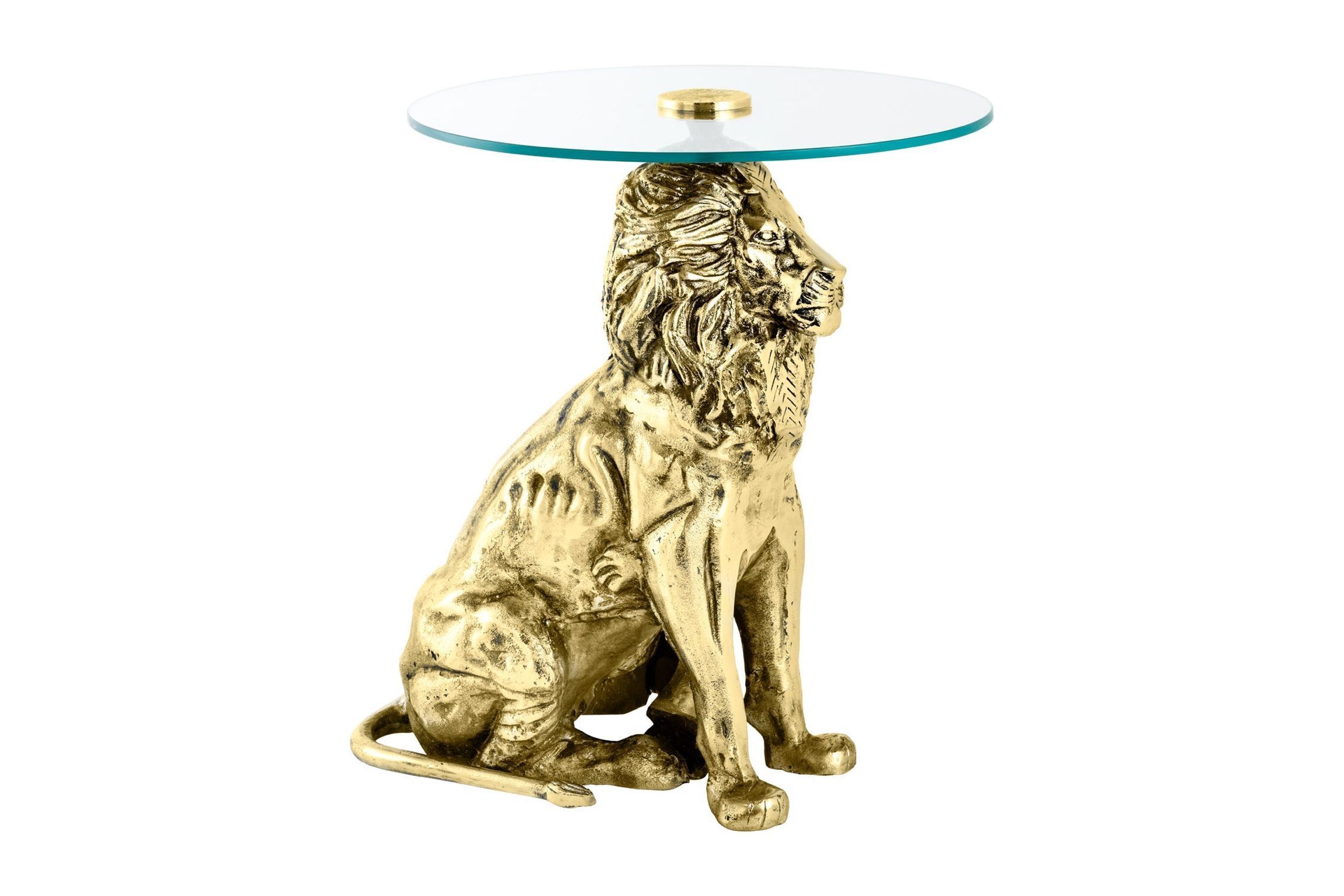 Table d'appoint ronde Ø 45 cm travail manuel lion en or