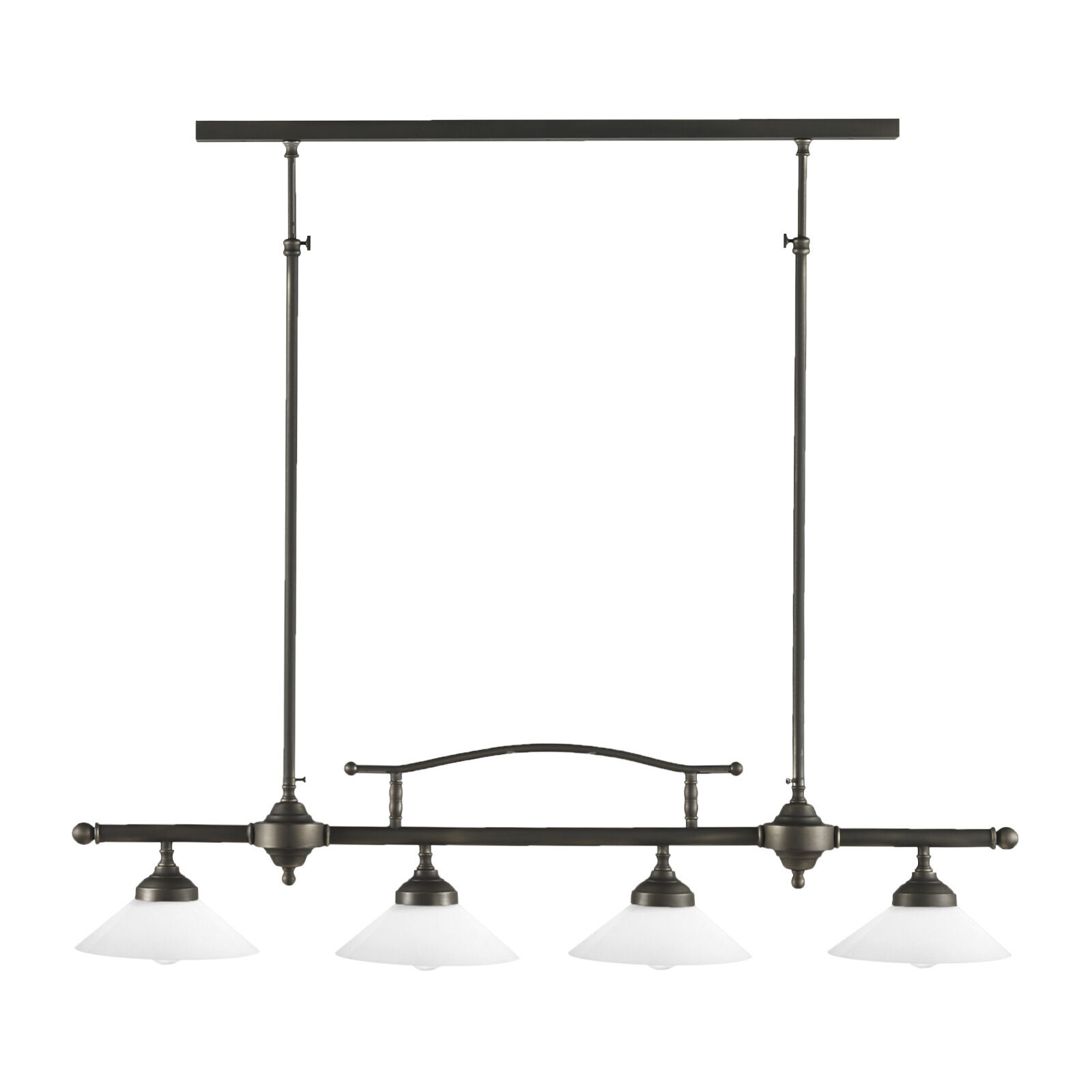 Plafonnier laiton verre E27 L : 95 cm réglable en hauteur