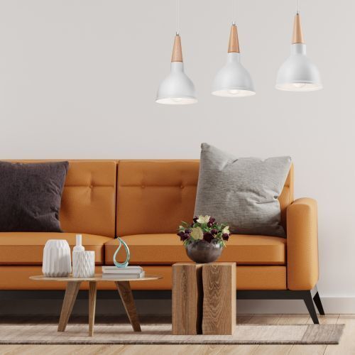 Weiße Pendelleuchte 3-flmg Skandinavisch Esszimmer