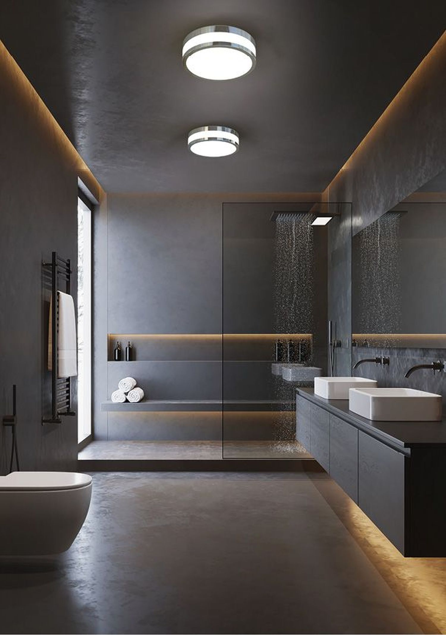 Dusche, Badezimmer, Waschtisch, Beleuchtung, Fliesen