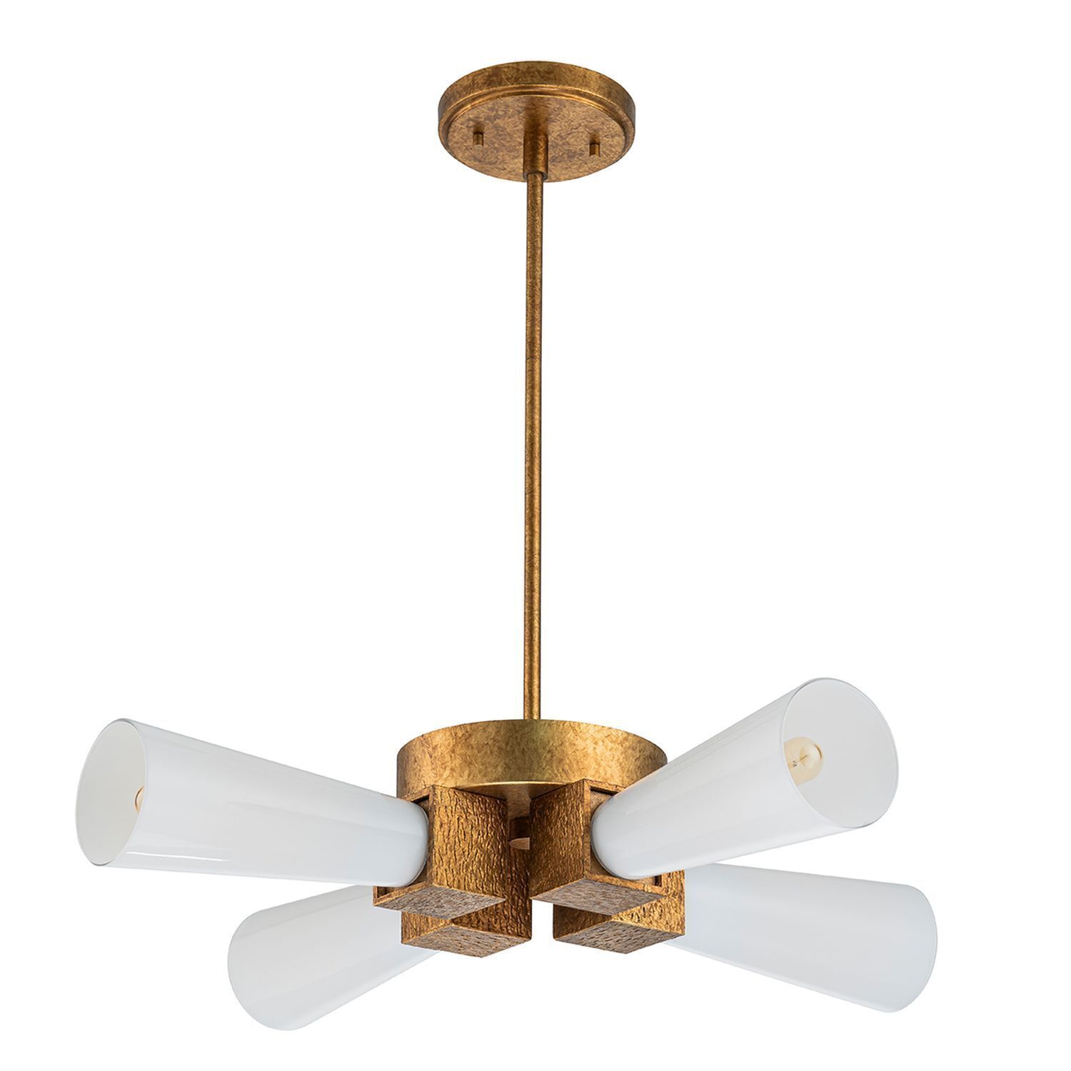 Deckenleuchte Metall Glas B: 66 cm in Gold Antik Weiß Gerät, Deckenventilator, Elektrisches Gerät