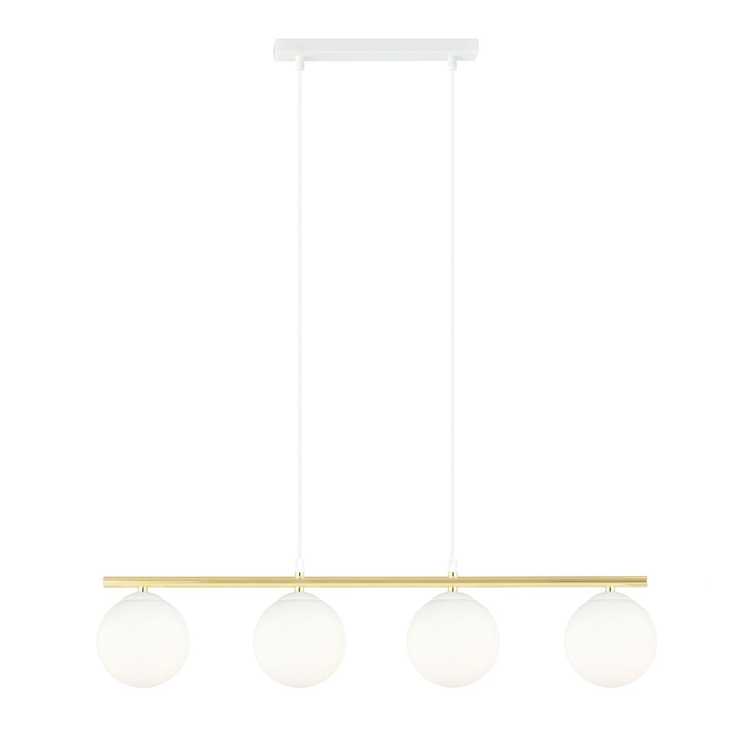 Hängeleuchte E14 Weiß Gold Kugelschirm Glas Metall