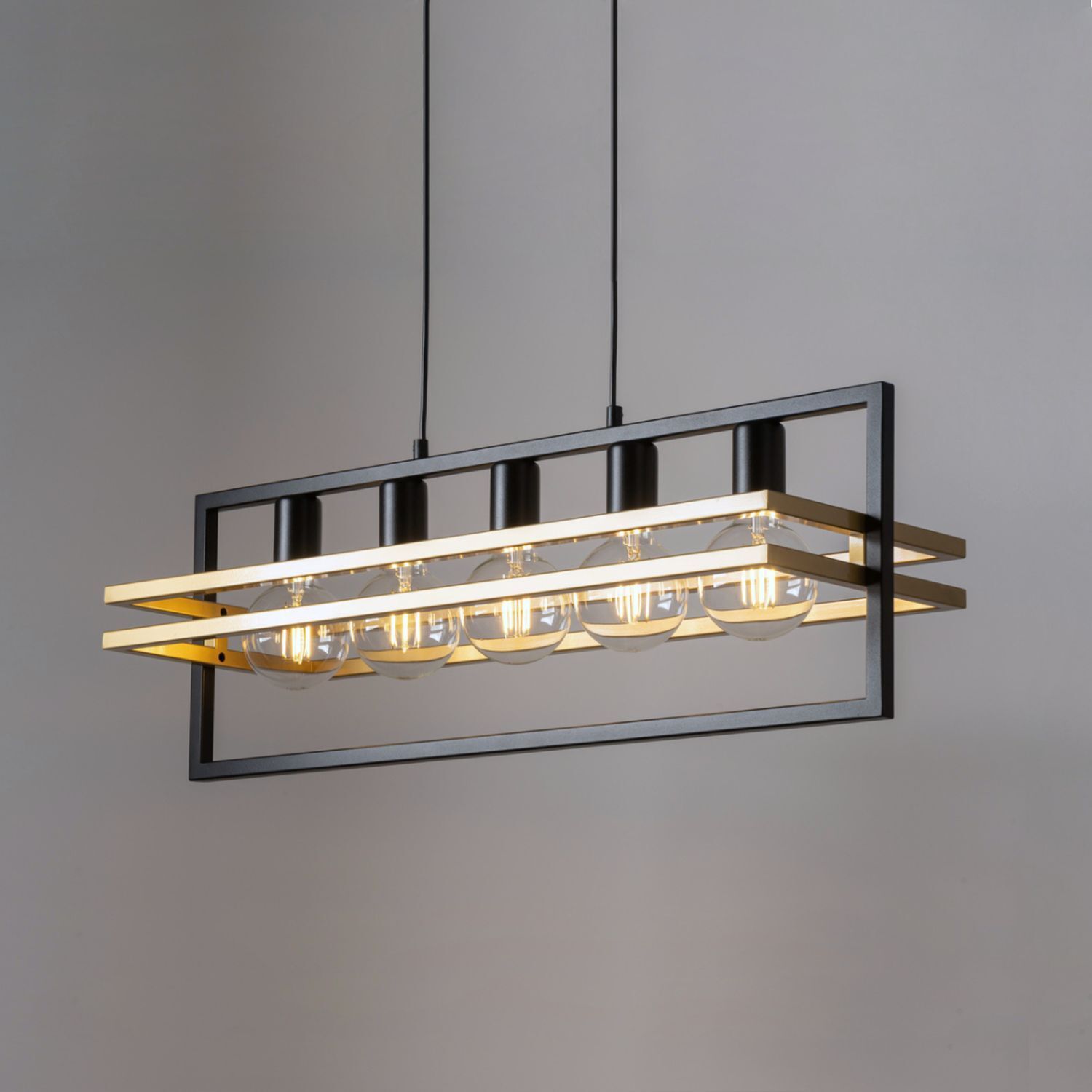 Hängelampe Design Gold Schwarz E27 5-flammig aus Metall
