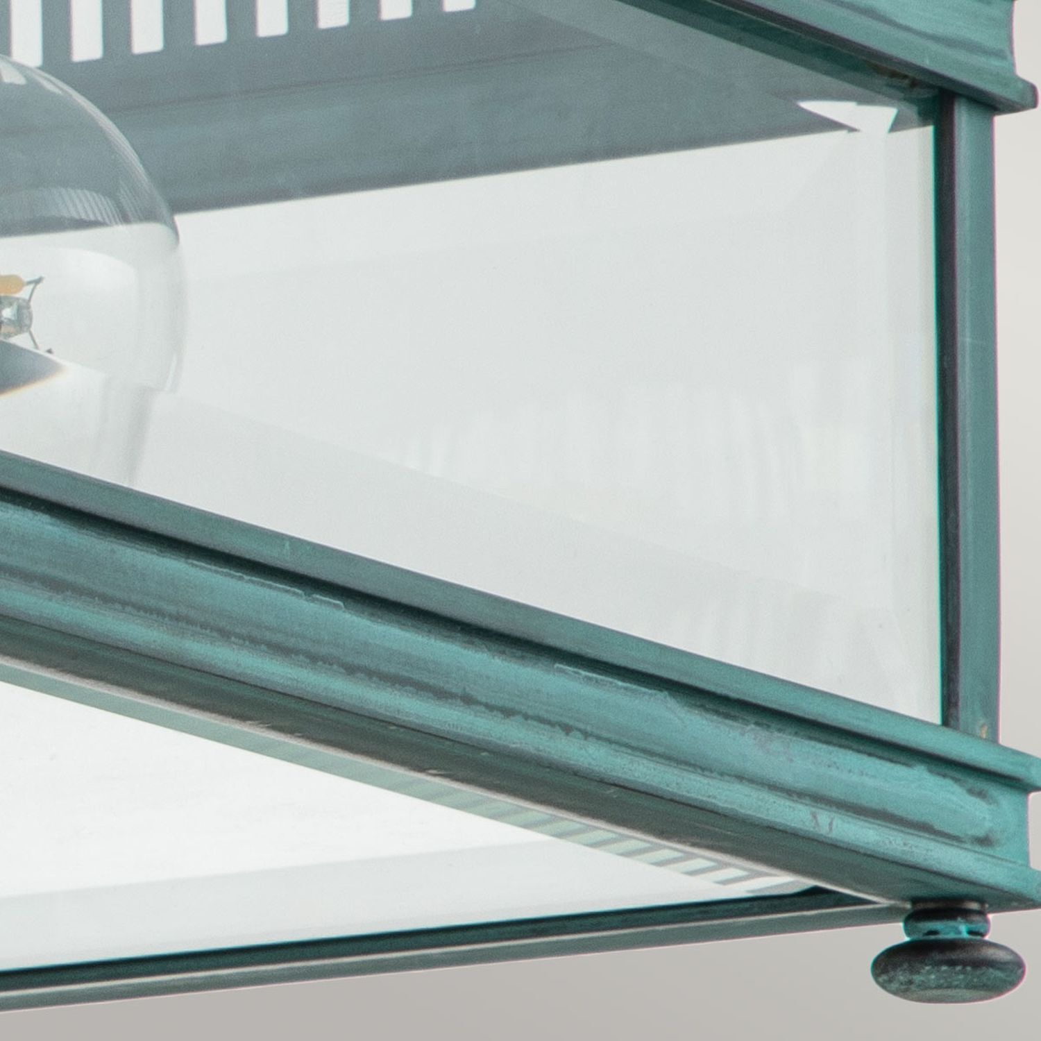 Außenlampe Echt-Messing Glas 30 cm breit IP44 E27 Grün antik