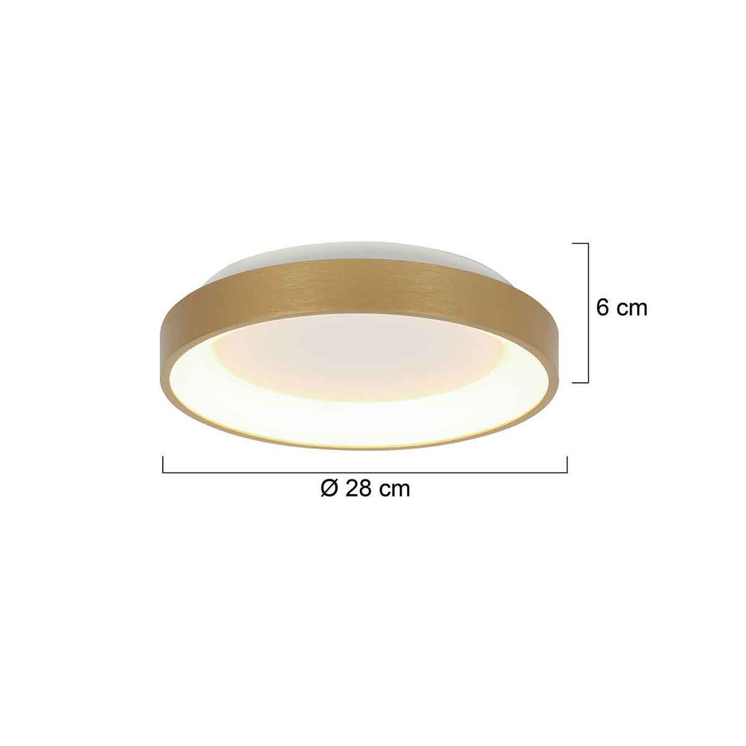 LED Deckenlampe in Gold Weiß Ø28 cm 2700 K wohnlich Deckenleuchte, Leuchte