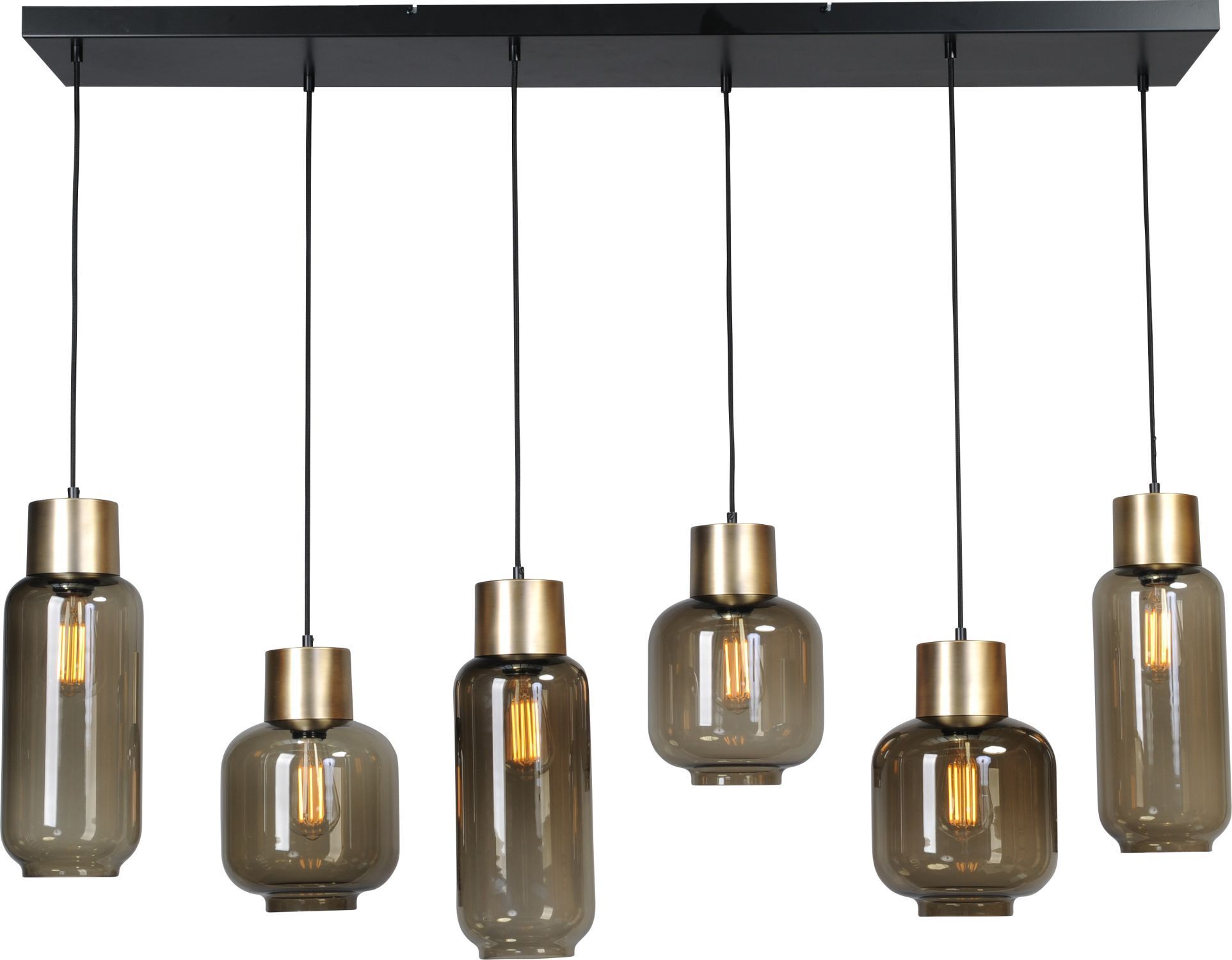 Lampe à suspendre 130 cm de long 6-flamme E27 verre métal