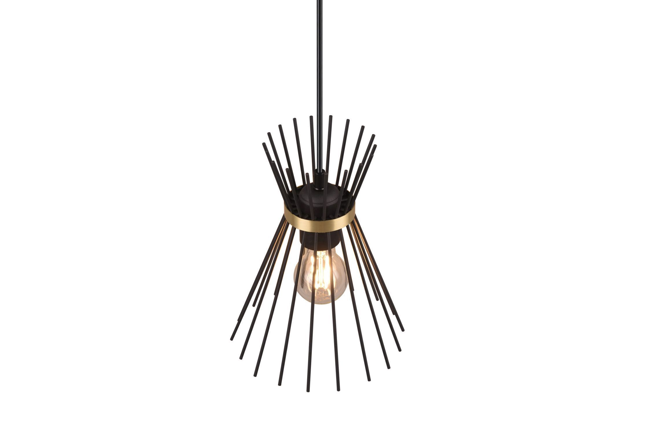 Dekorative Pendelleuchte Schwarz Gold E27 Ø20 cm rund Leuchter, Lampe