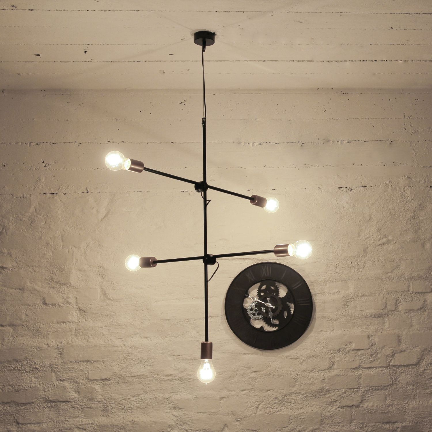 Hängelampe Schwarz Industrial Design verstellbar E27 Leuchter, Lampe, Mace Club, Waffe, Deckenleuchte