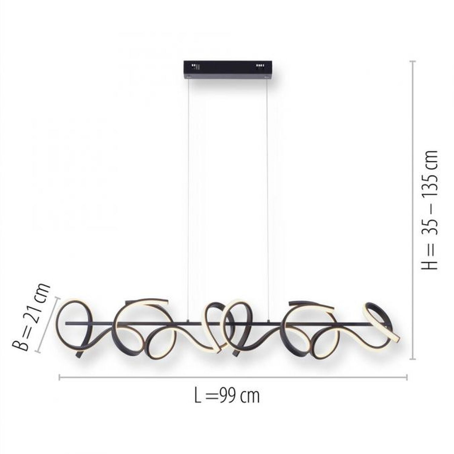 LED Pendelleuchte dimmbar Schwarz 10 W 1330 lm L:99 cm Zubehor, Brillen