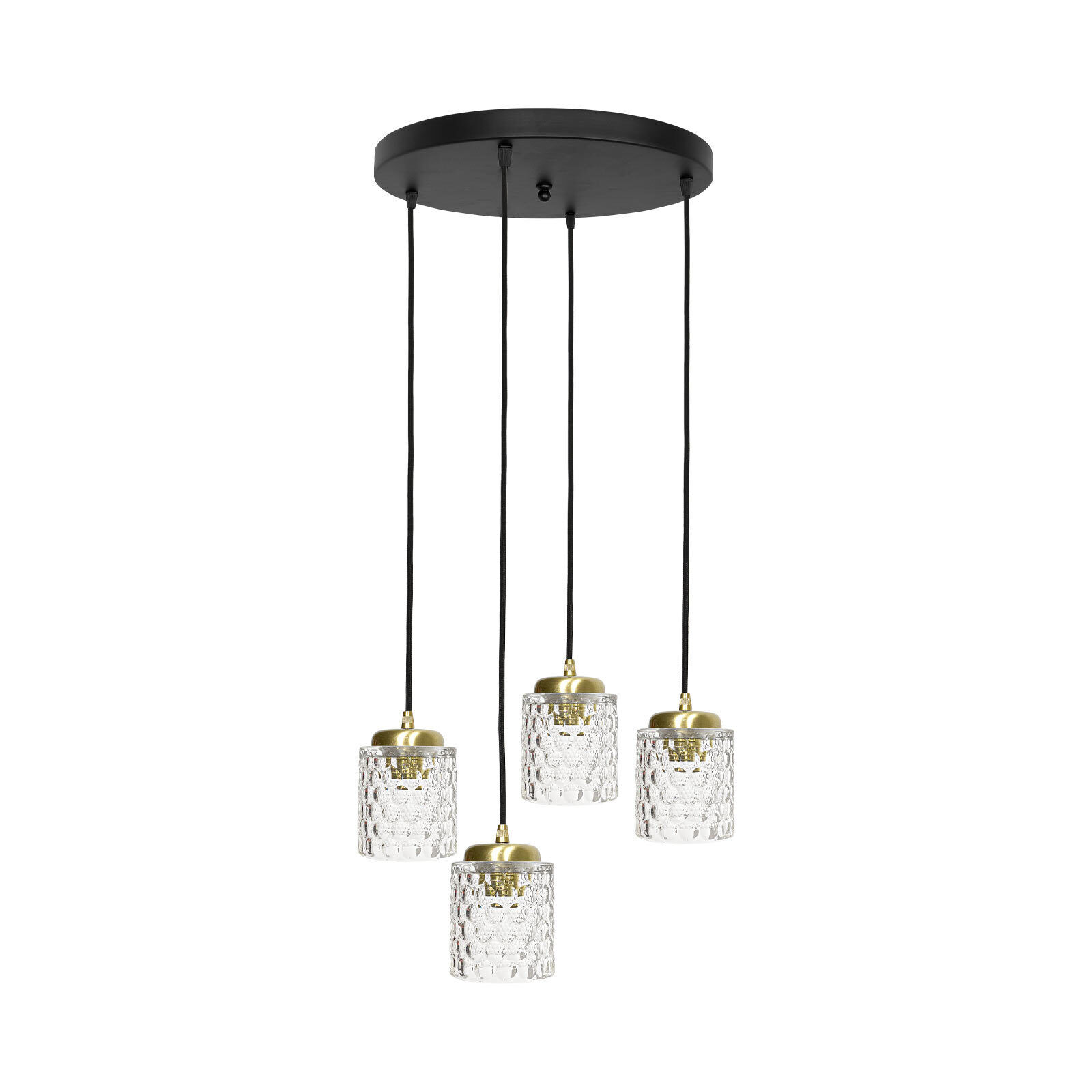Hängelampe Messing Eisen Glas Ø 49 cm rund 4x E27 Esszimmer