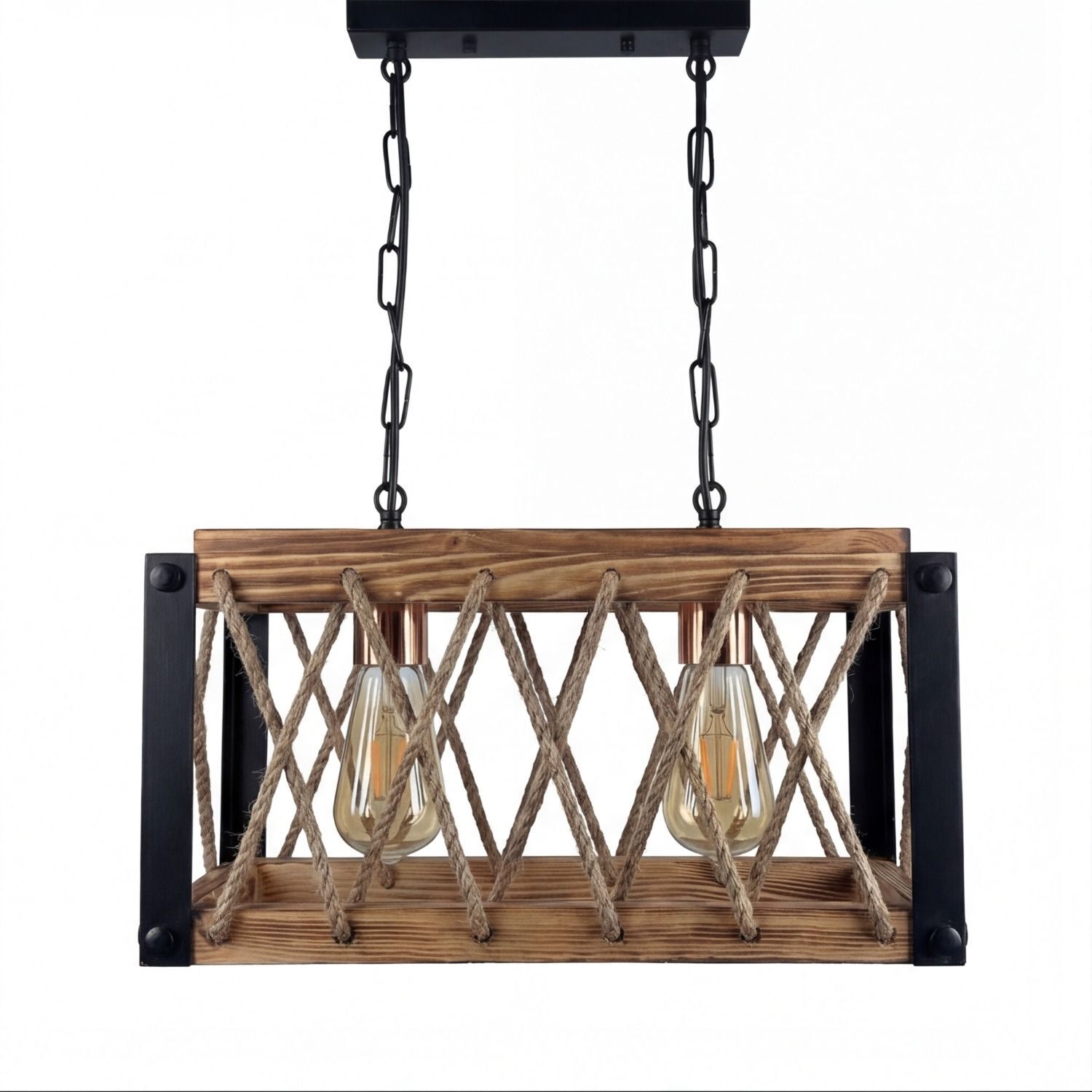 hängelampe, holz, seil, luster, retro