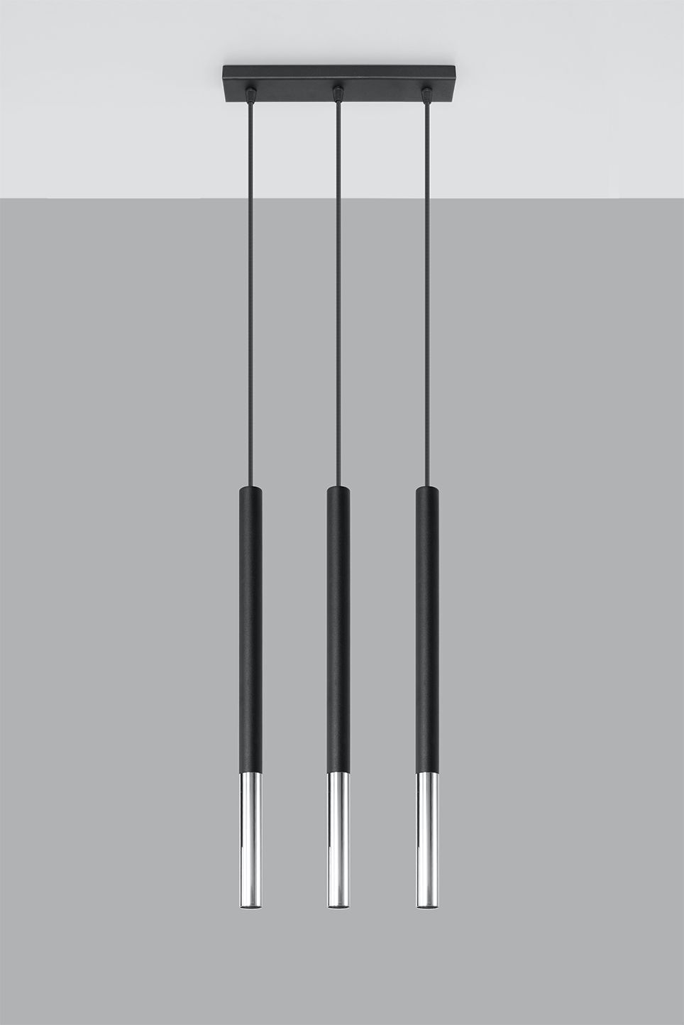 Suspension GALKA 3 flammes orientables noir chrome