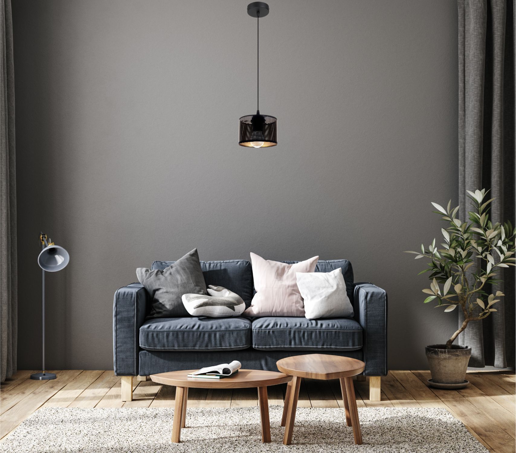 Hängelampe Metall Loft Design E27 B:15 cm Schwarz Gold Dekoration für Zuhause, Innenarchitektur, Lampe, Pflanze, Couch