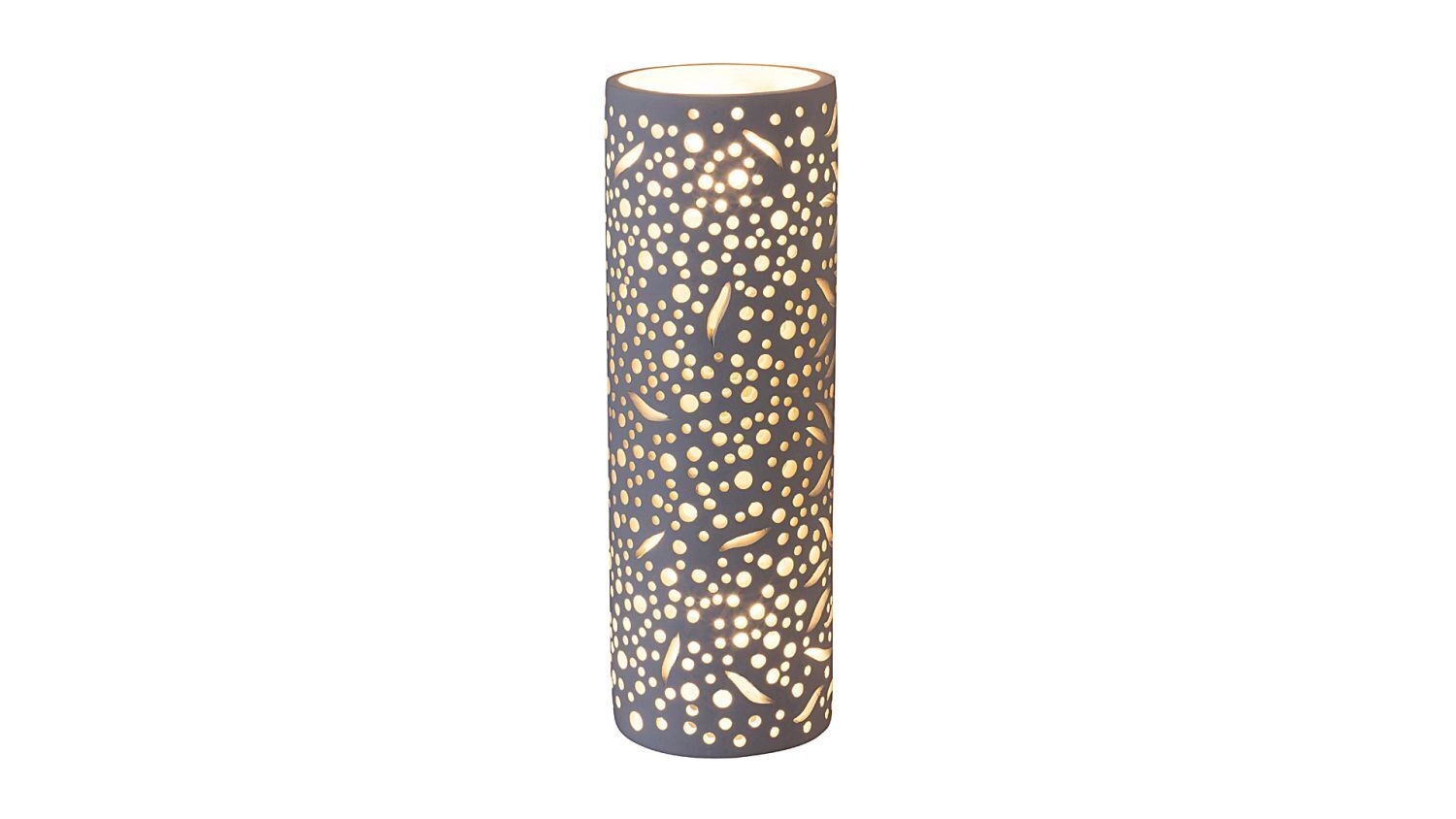 Wandlampe Weiß Metall Gips löchrig Ø12cm dekorativ Lampe, Töpferei, Zylinder, Krug, Vase