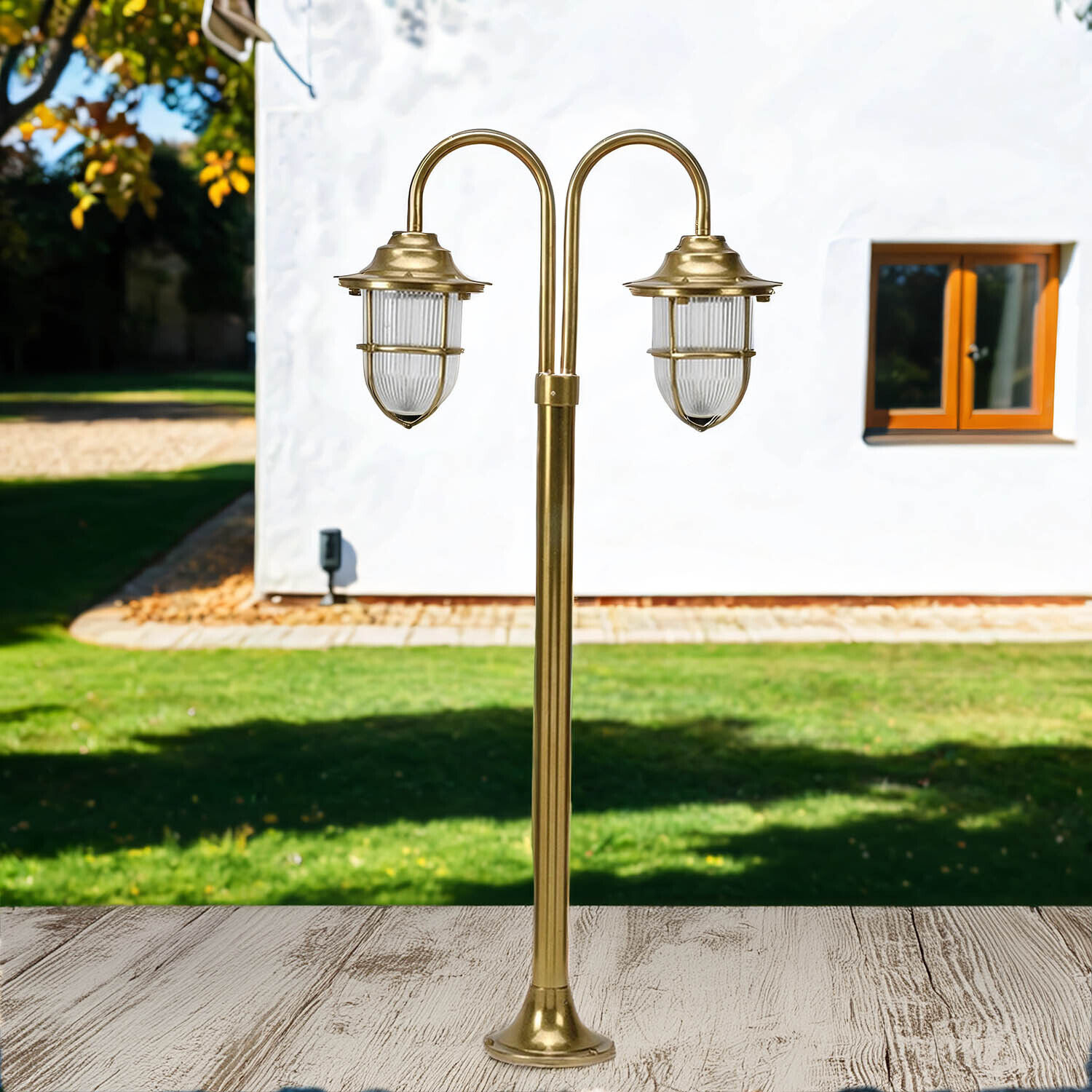 Außenlampe Messing H:85cm Maritim Weg Garten IP54