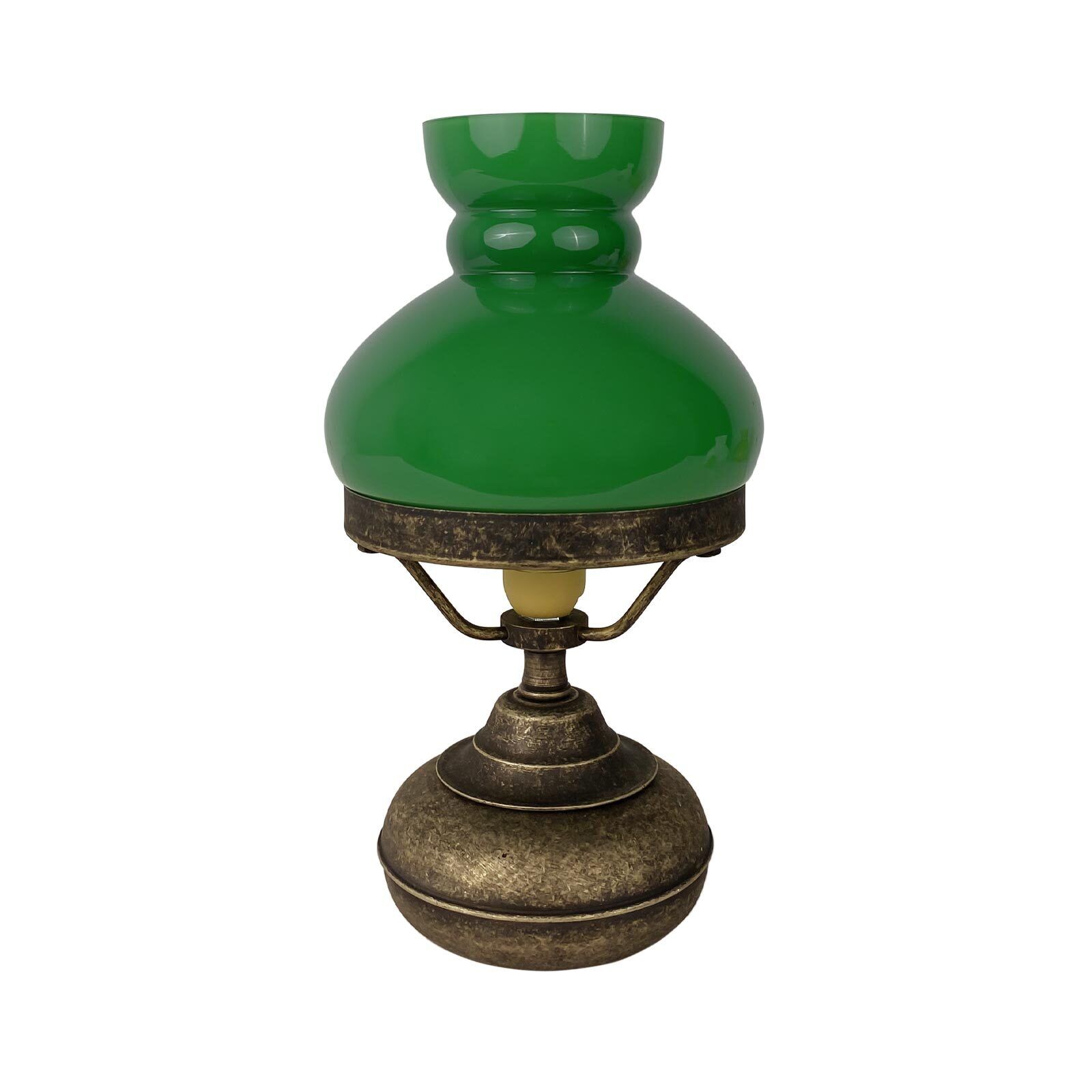 Lampe de table verre laiton 24,5 cm en bronze vert antique