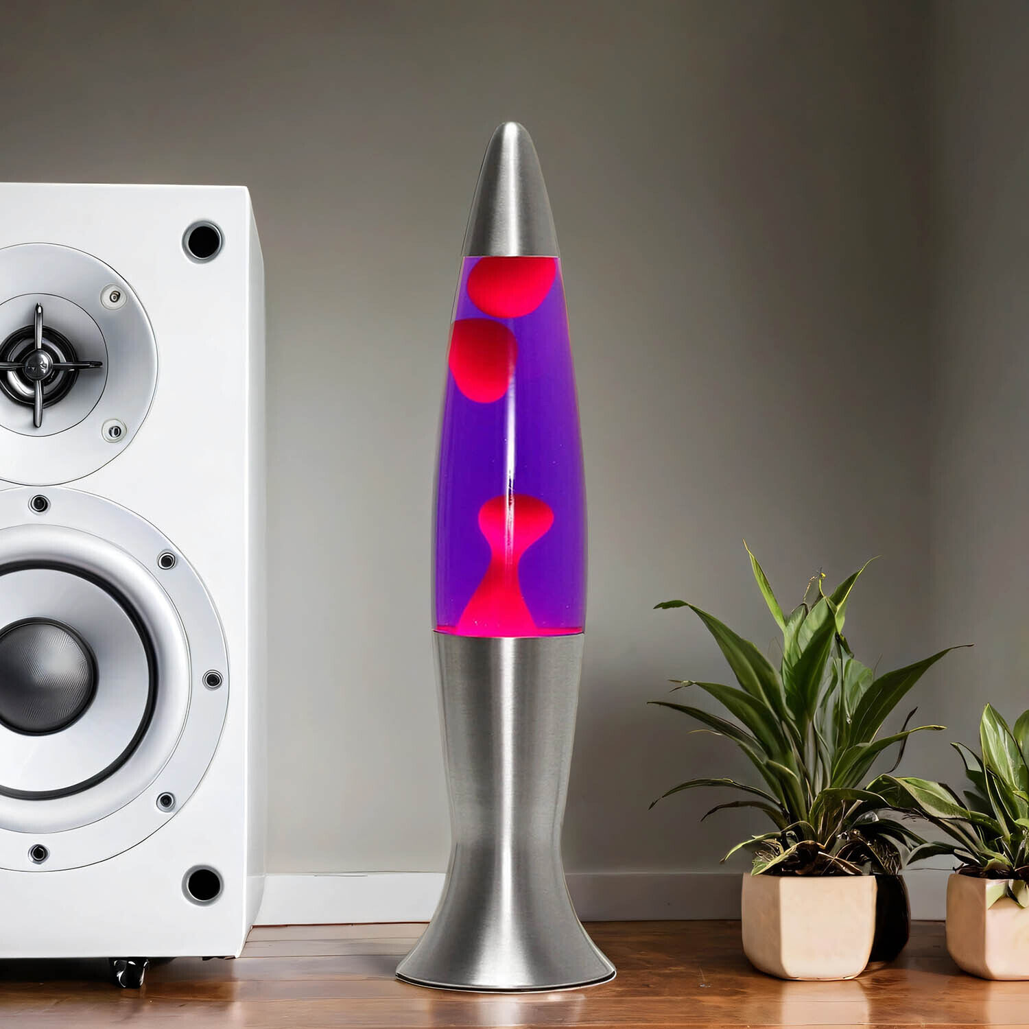 Stimmungsvolle Lavalampe Lila Rot Silber 40cm ANGELINA Lampe, Elektronik, Sprecher, Pflanze