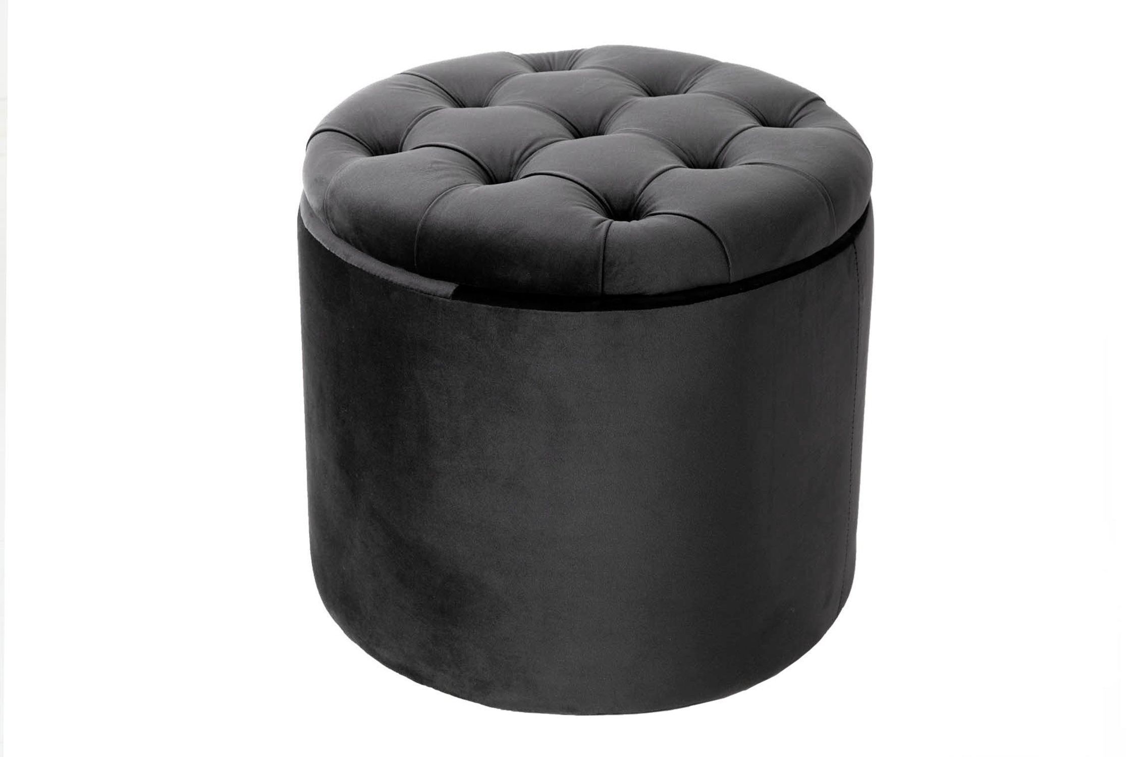 Pouf velours métal avec espace de rangement Ø 50 cm Gris foncé