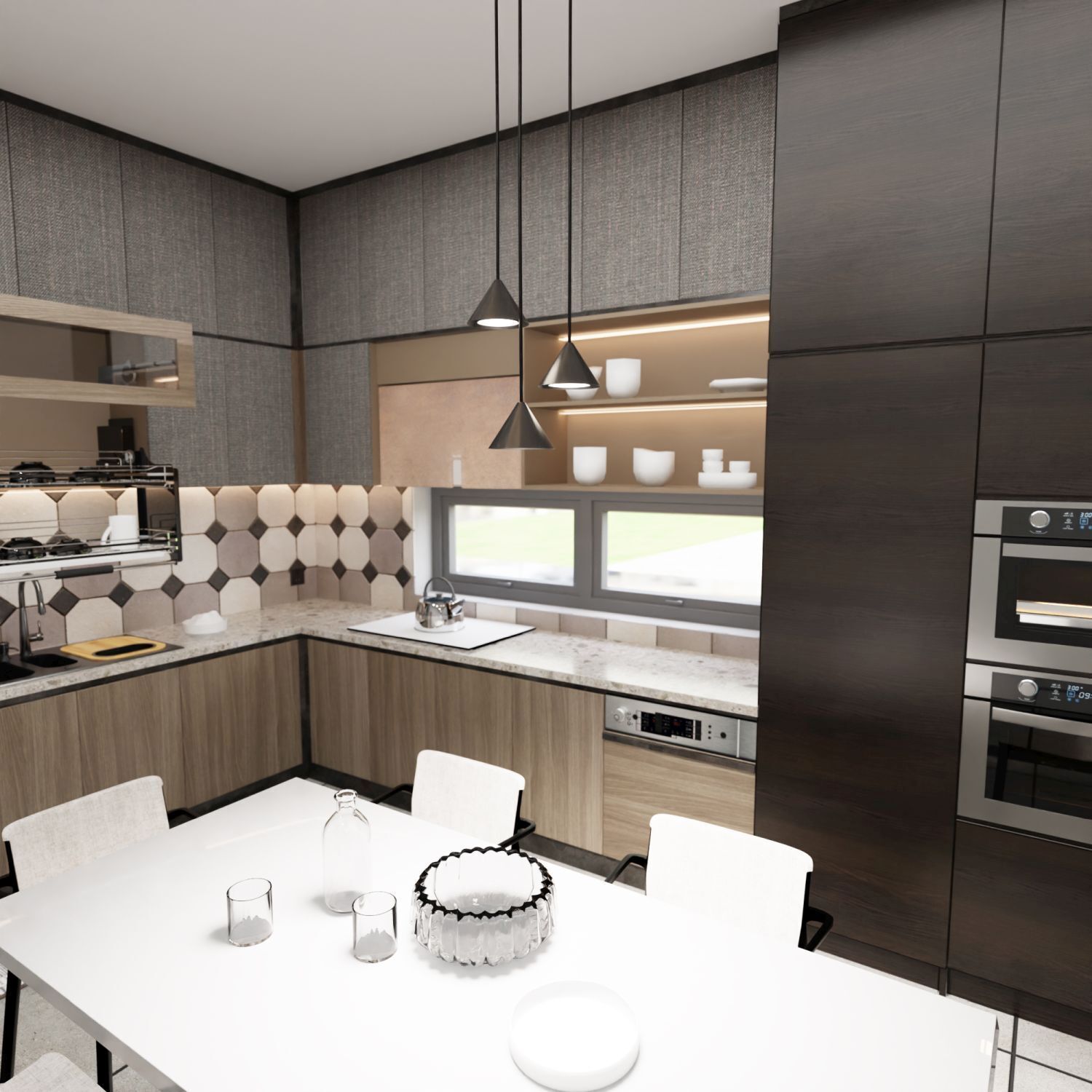 Pendelleuchte Schwarz Metall 3-flammig GX53 Modern Drinnen, Innenarchitektur, Küche, Tasse