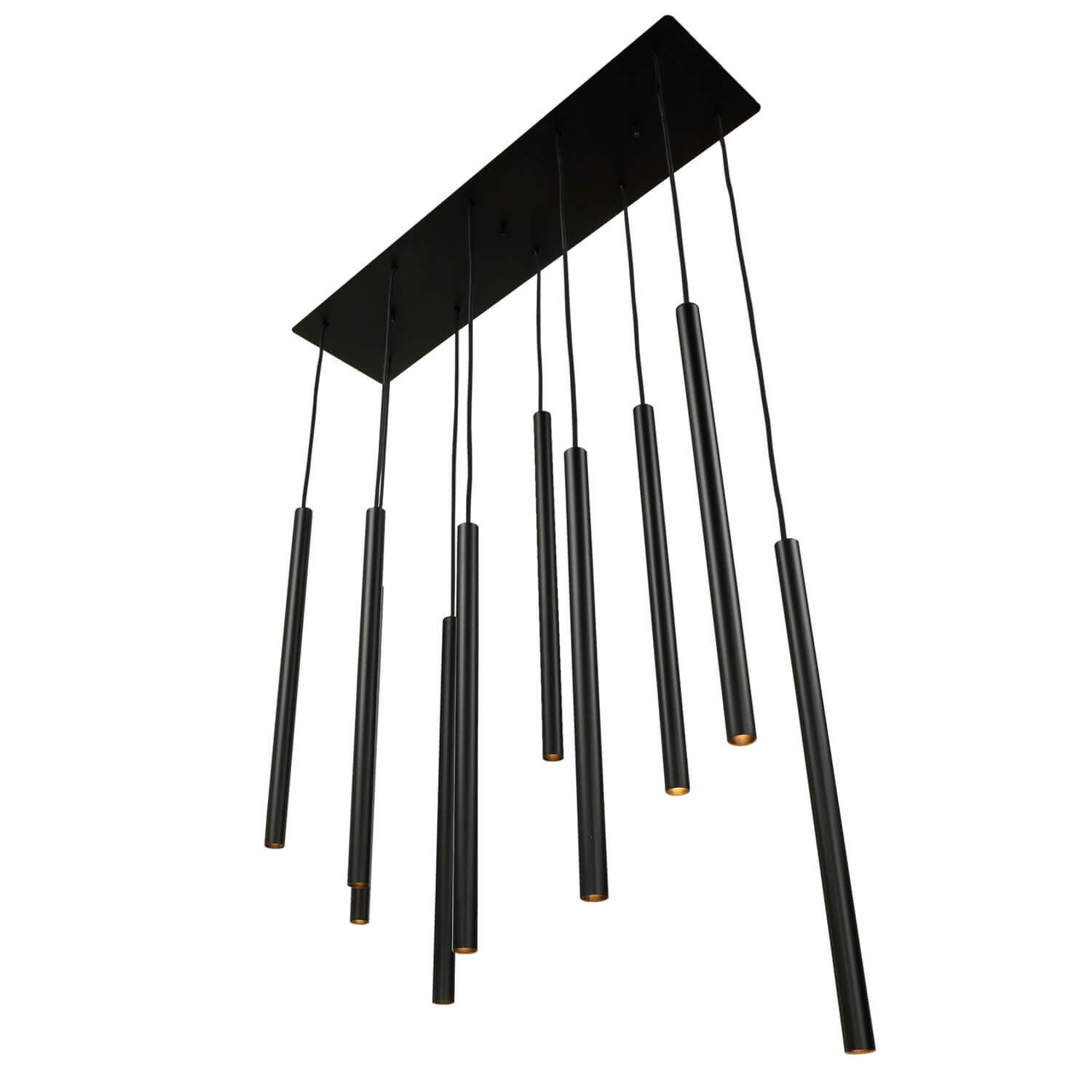 pendant light, hängende beleuchtung, schwarze stäbe, moderner kronleuchter, mehrfach-pendel