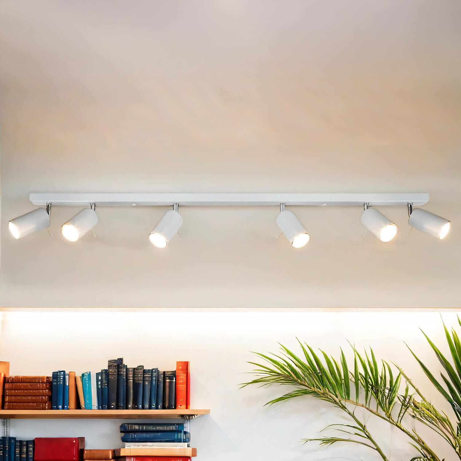 Deckenstrahler Metall 118 cm lang 6-flammig GU10 Weiß Deckenleuchte, Mobiliar