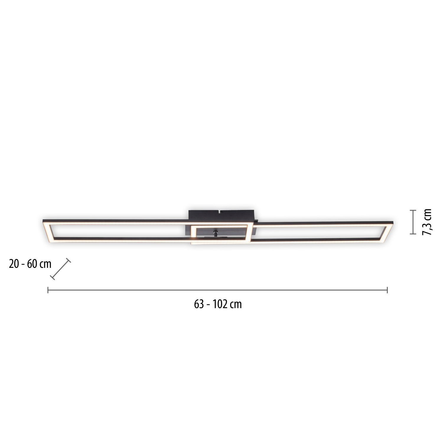 Plafonnier LED à intensité variable Noir 3000 K 36 W L:102 cm