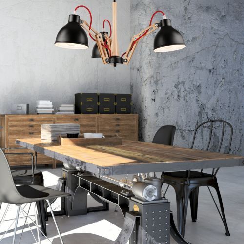 bois noir plafonnier 3-flmg salon