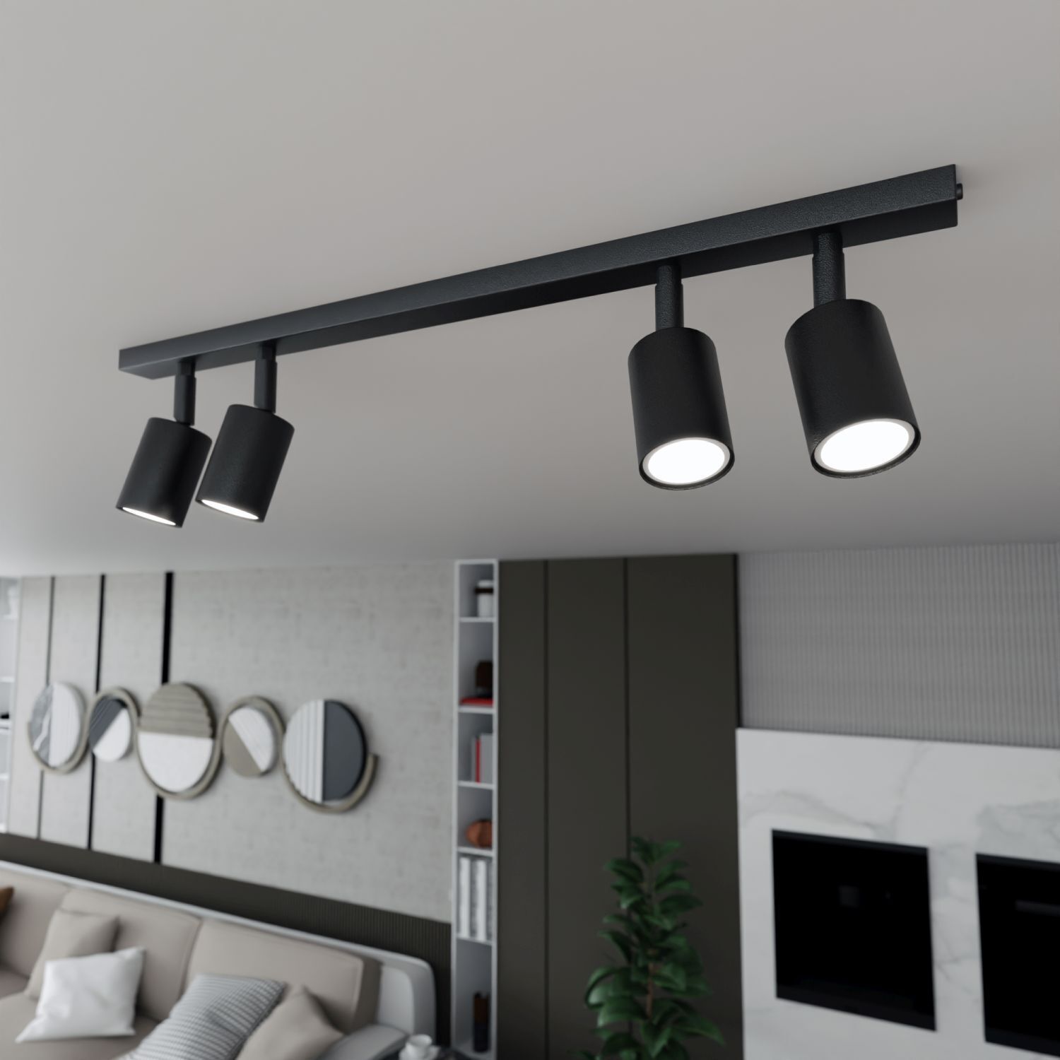 Deckenspot Metall Schwarz L: 70 cm schwenkbar GU10 4-flammig Leuchte, Beleuchtung, Lampe, Deckenleuchte