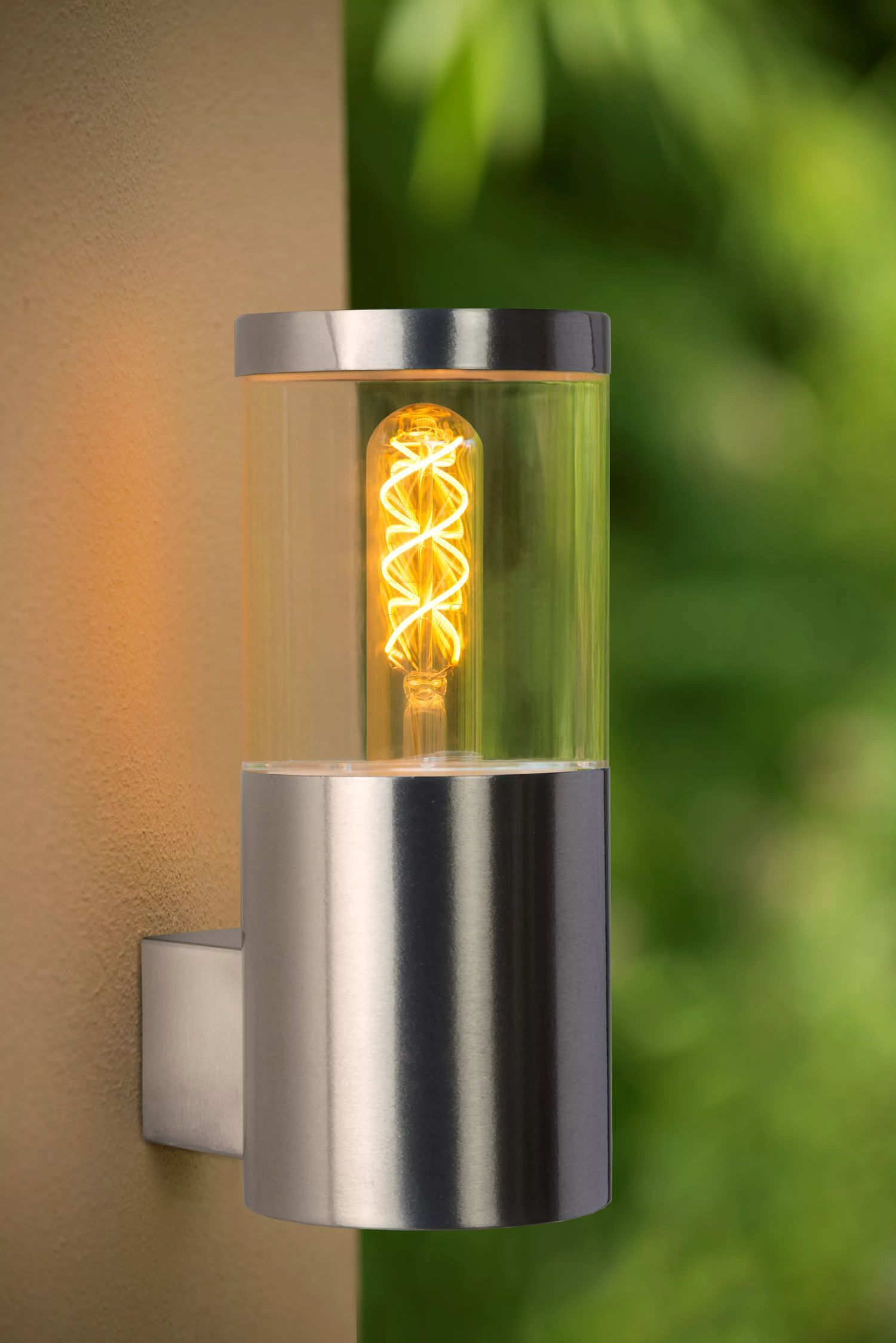Wandlampe Außen Stahl in Chrom IP44 H:23 cm E27 Balkon Licht