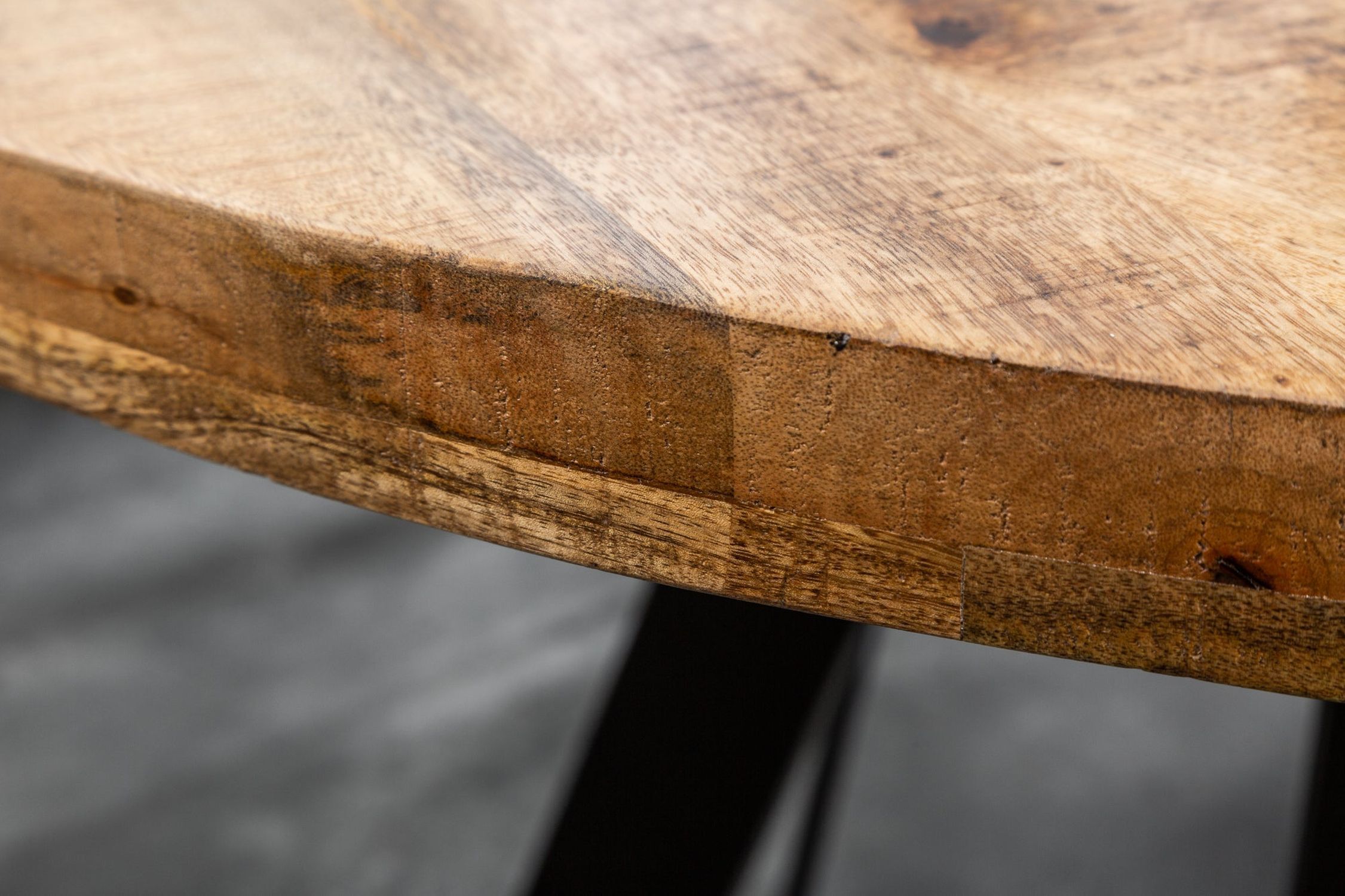 Table de salle à manger ronde Ø 120 cm bois de manguier métal design industriel